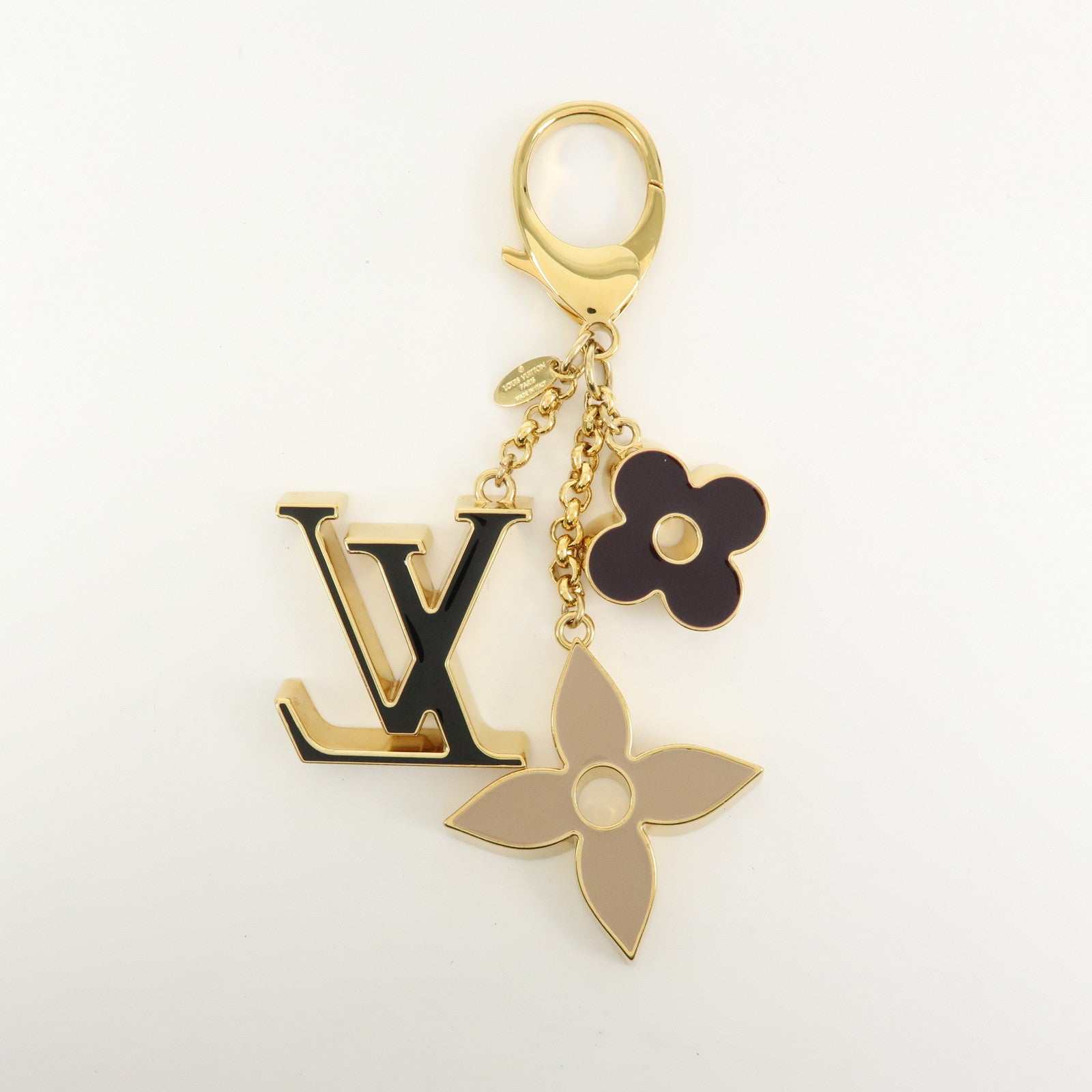 Louis Vuitton Fleur de Monogram Key Chain Bag Charm Gold M67119