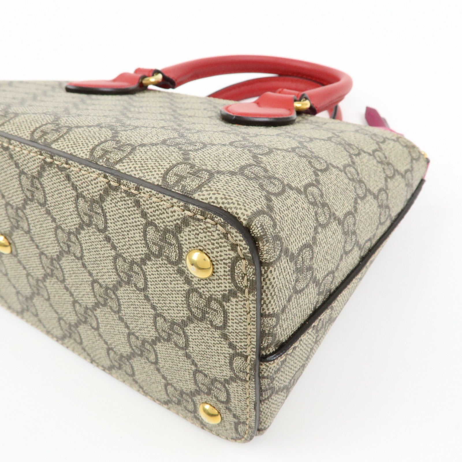 GUCCI GG Supreme Leather 2Way Bag Hand Bag Beige Pink Red 453177