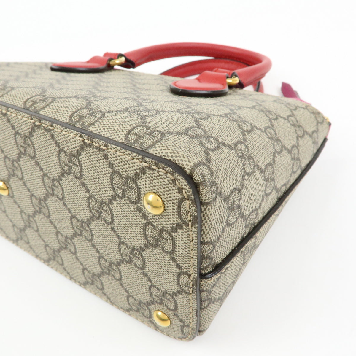 GUCCI GG Supreme Leather 2Way Bag Hand Bag Beige Pink Red 453177
