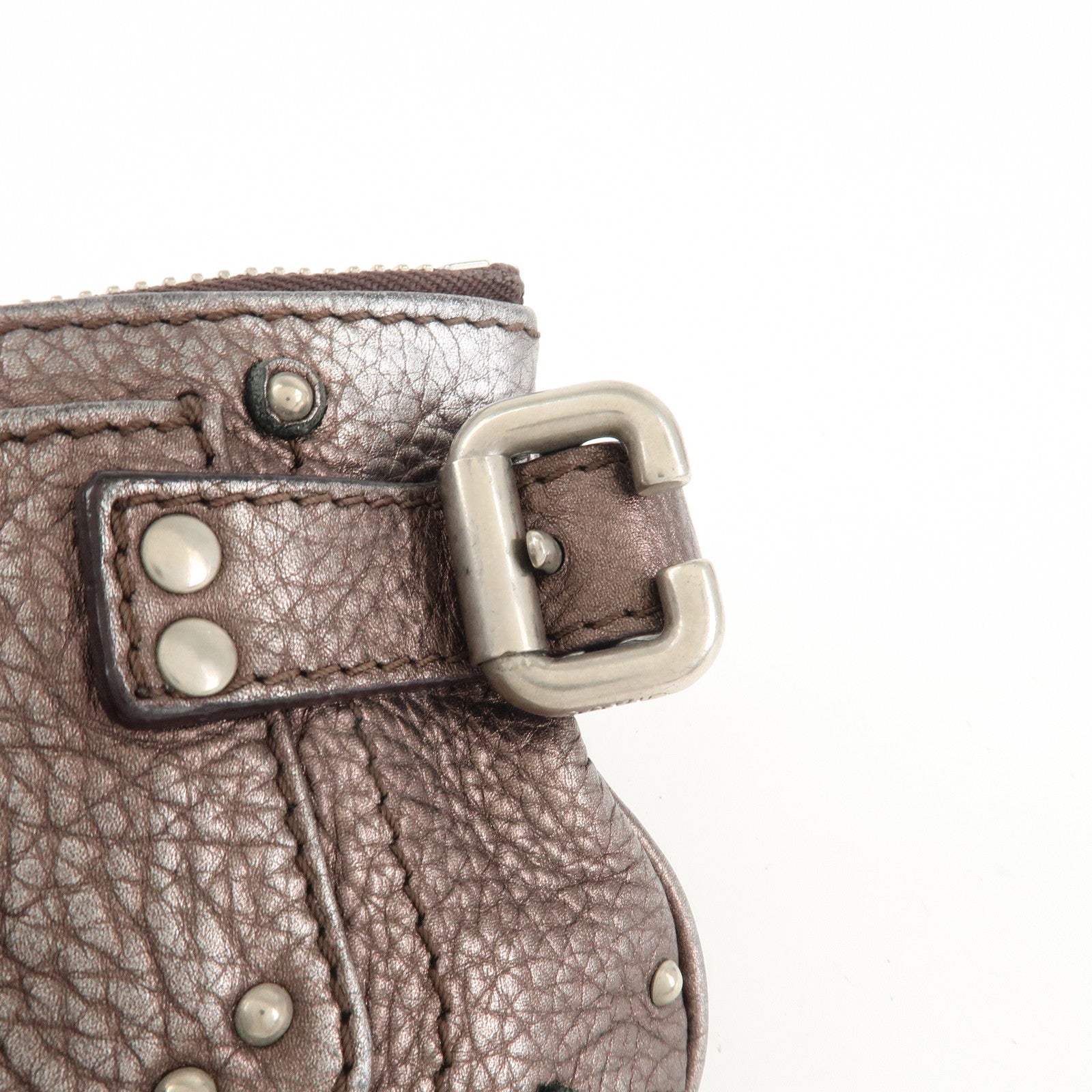 Chloe Paddington Leather Mini Bag Pouch Metallic Silver Used