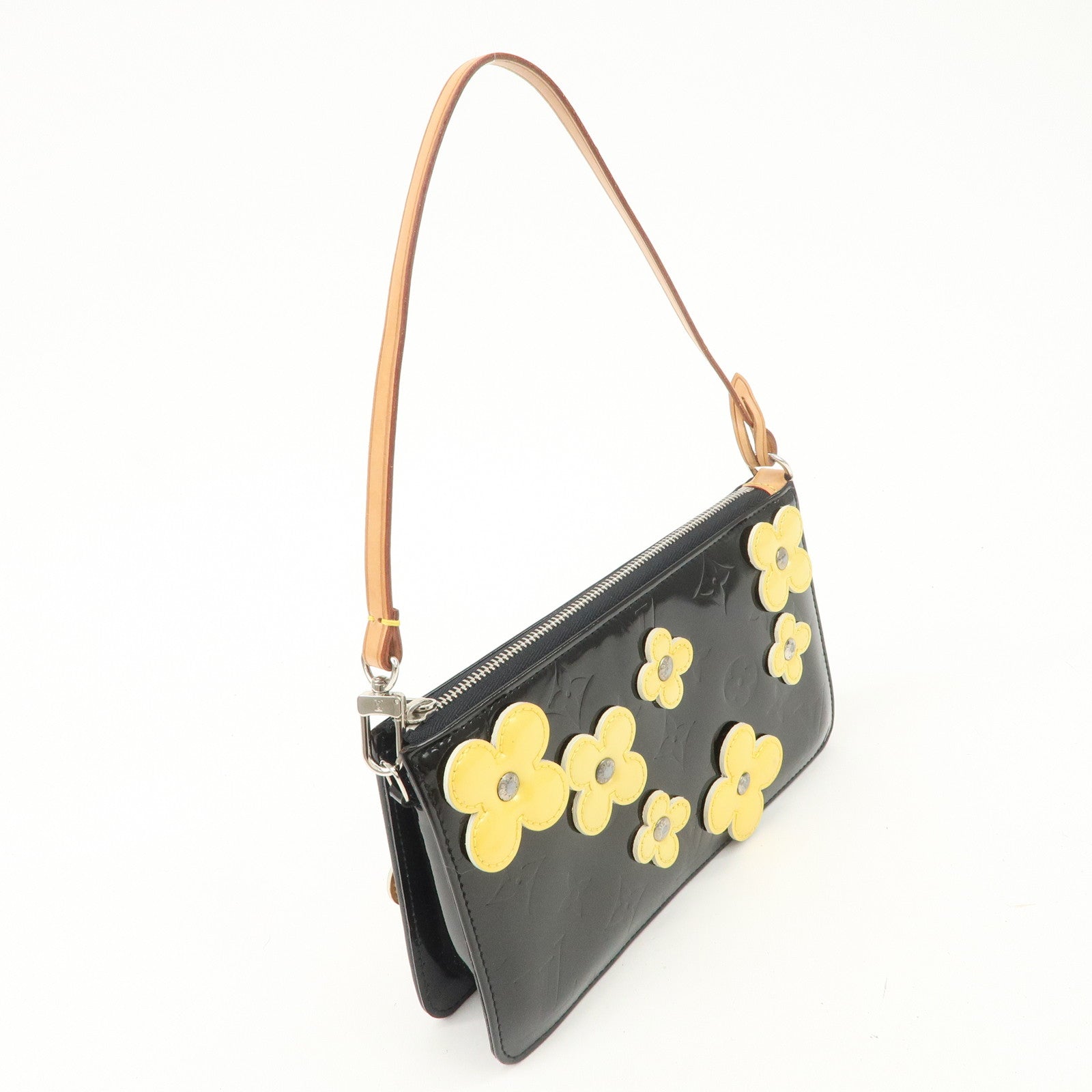 Louis Vuitton Monogram Vernis Flower Lexington Hand Bag Noir M92245 Used