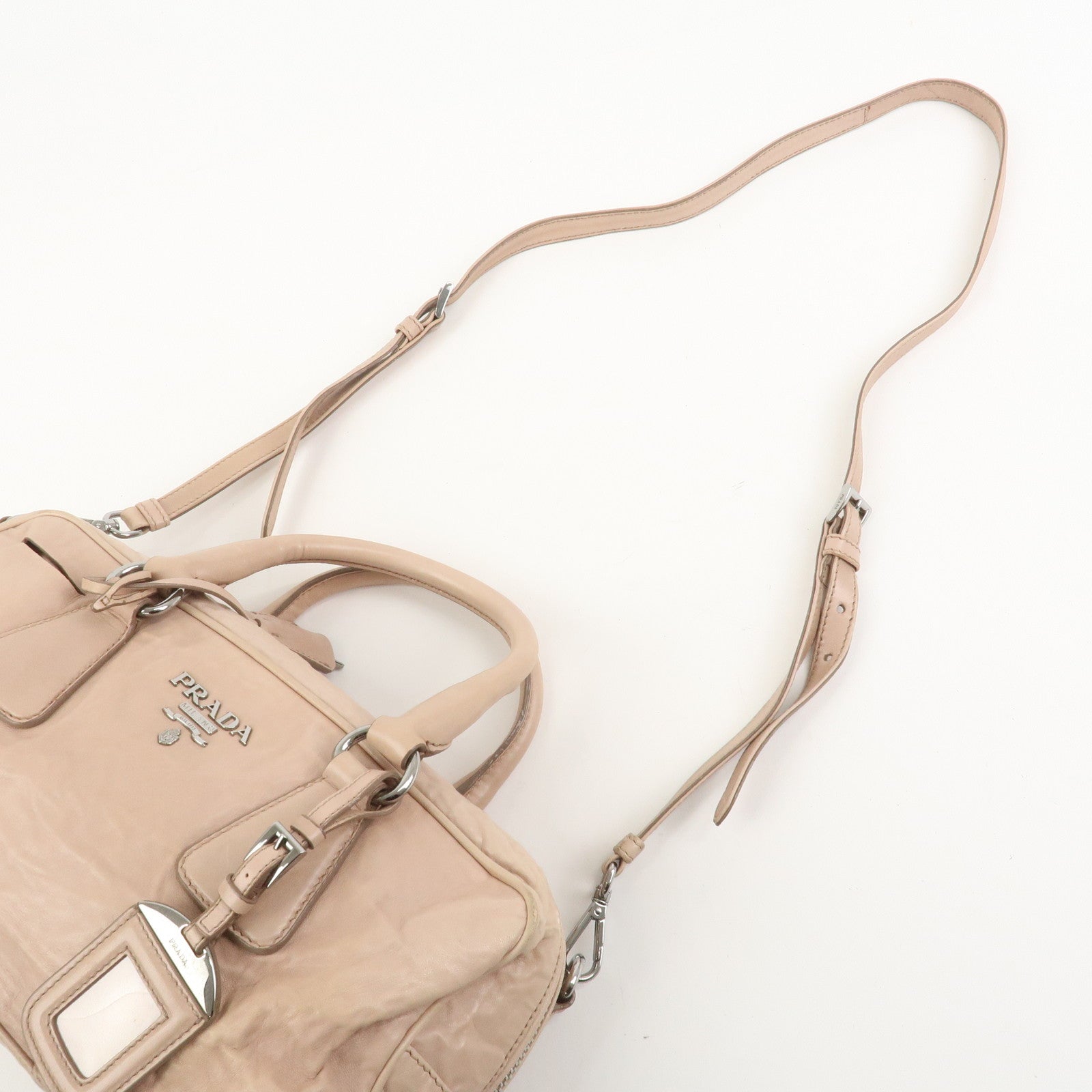 PRADA Nappa Leather 2Way Bag Hand Bag Shoulder Bag Light Pink