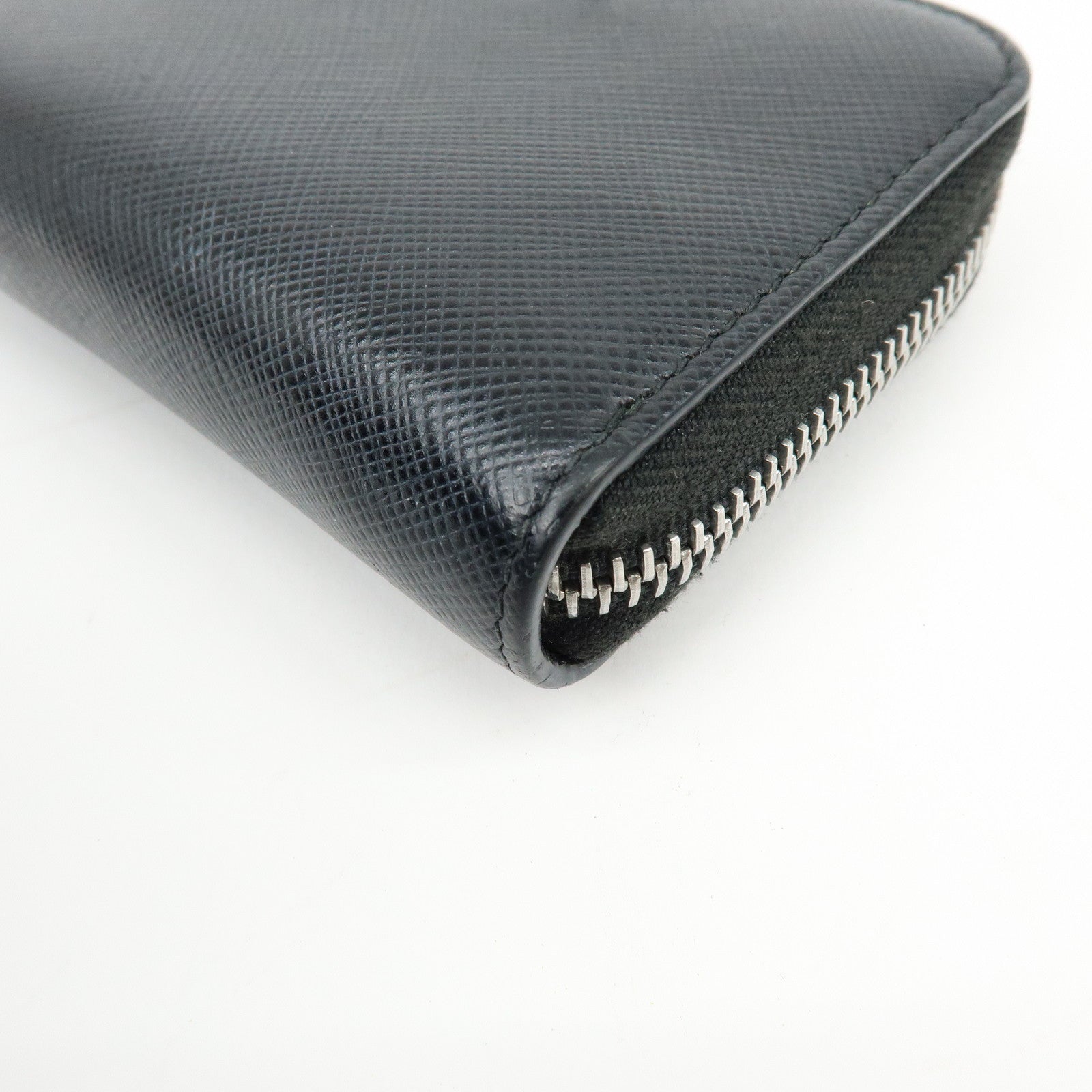 PRADA Saffiano Leather Compact Wallet Coin Case Card Case Black