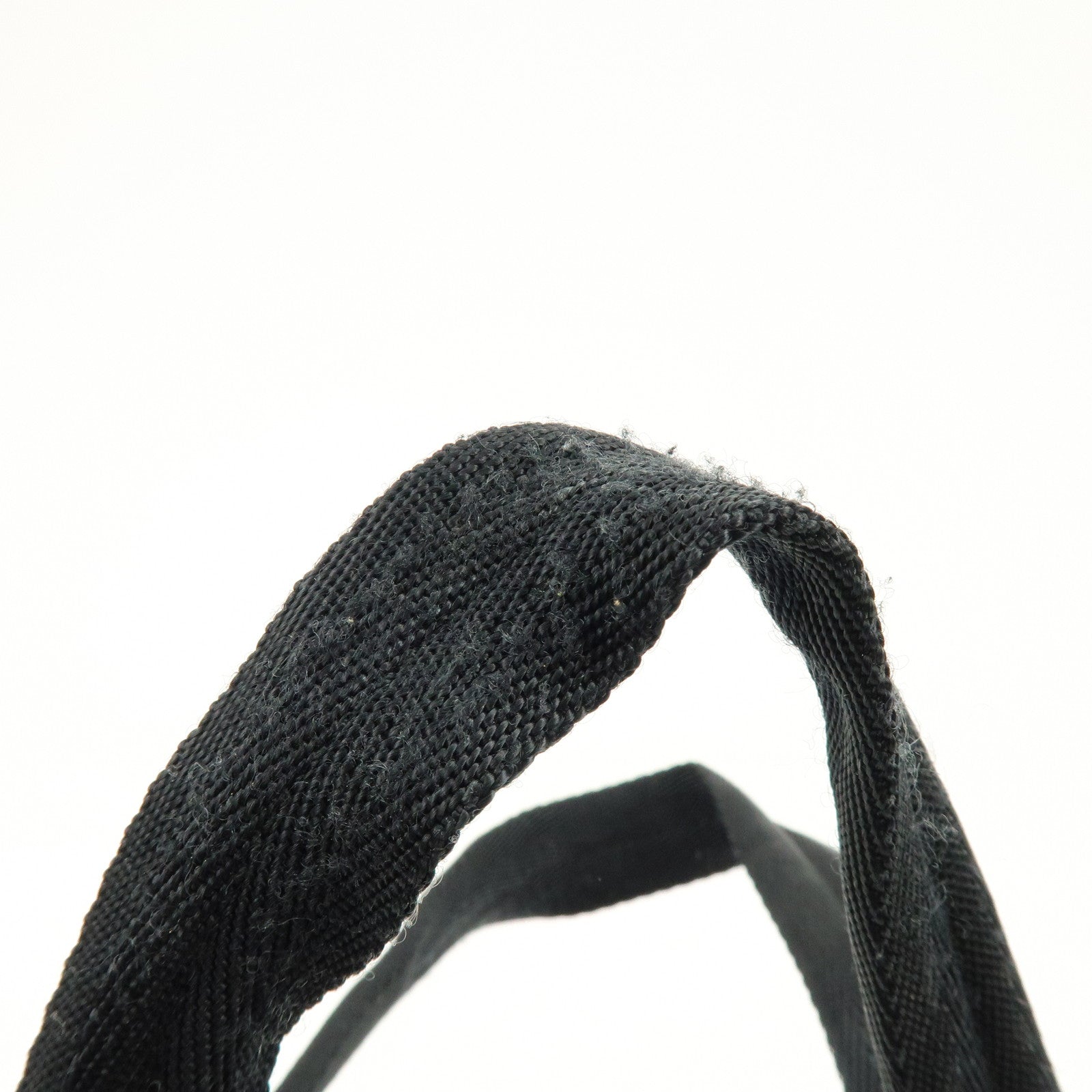 PRADA Triangle Logo Nylon Leather Hand Bag Tote Bag Black B8495