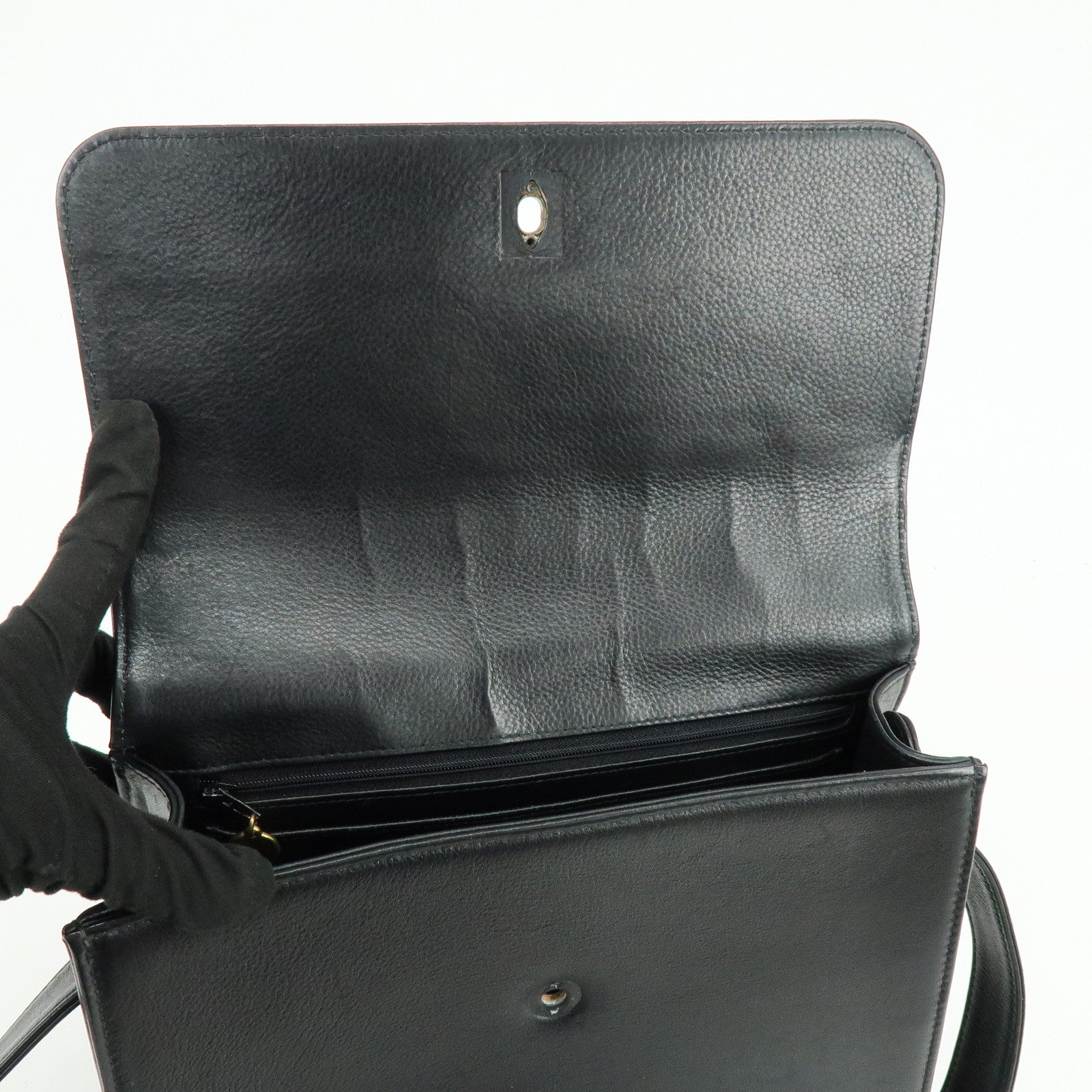 CHANEL Calf Leather Shoulder Bag Black