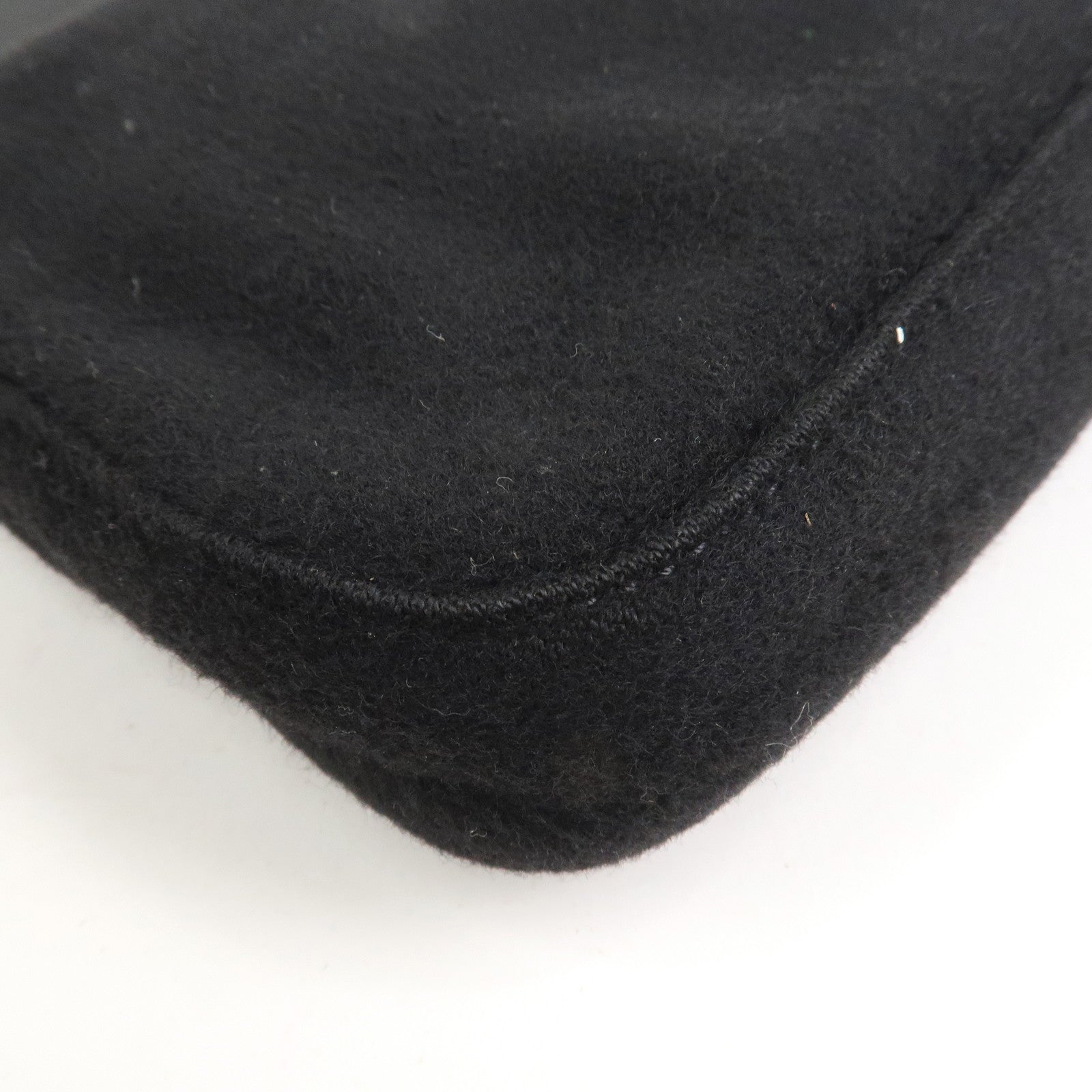 FENDI Mamma Baguette Wool Leather Shoulder Bag Hand Bag Black 26424