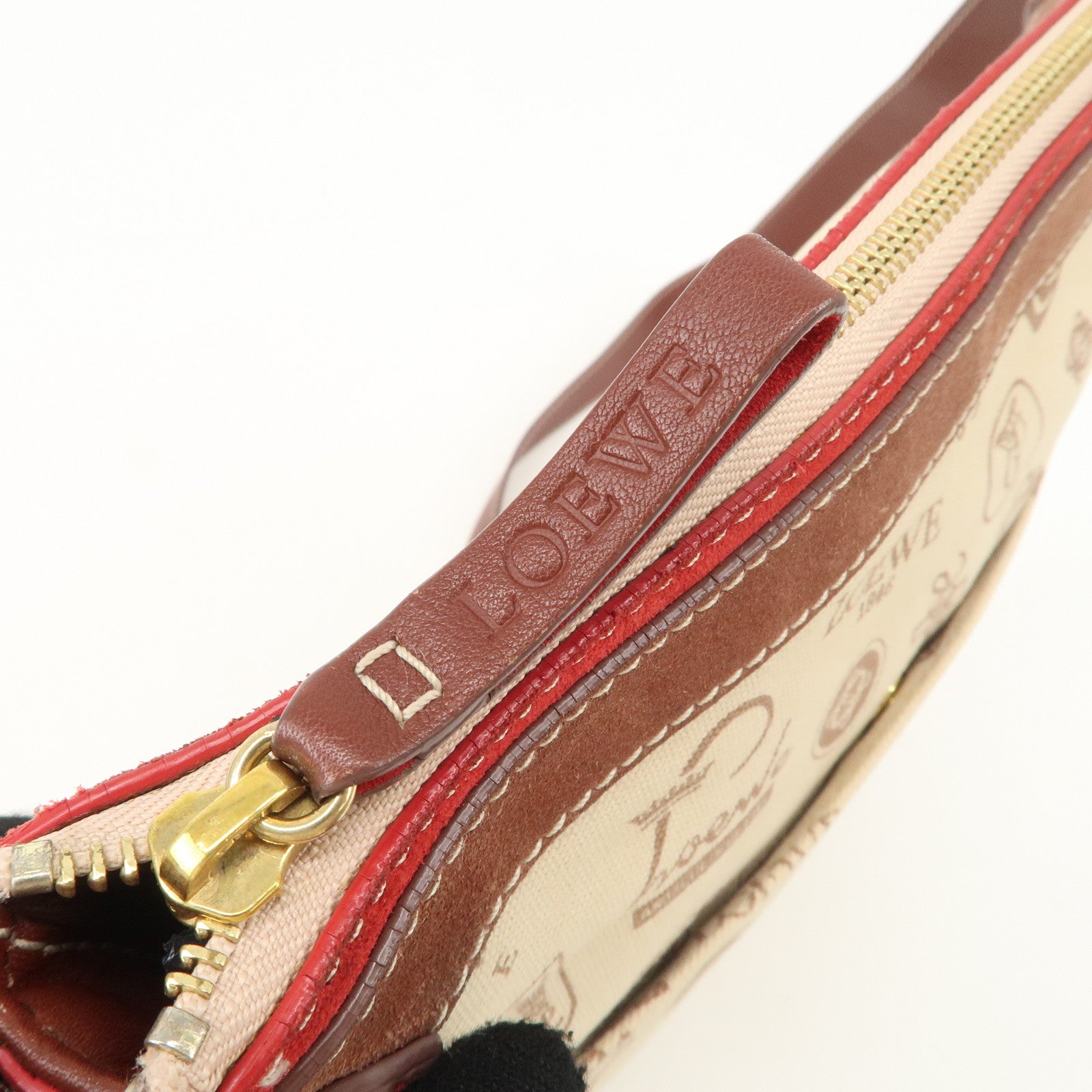 LOEWE Anagram Canvas Suede Leather Shoulder Bag 160th Anniverssary Used