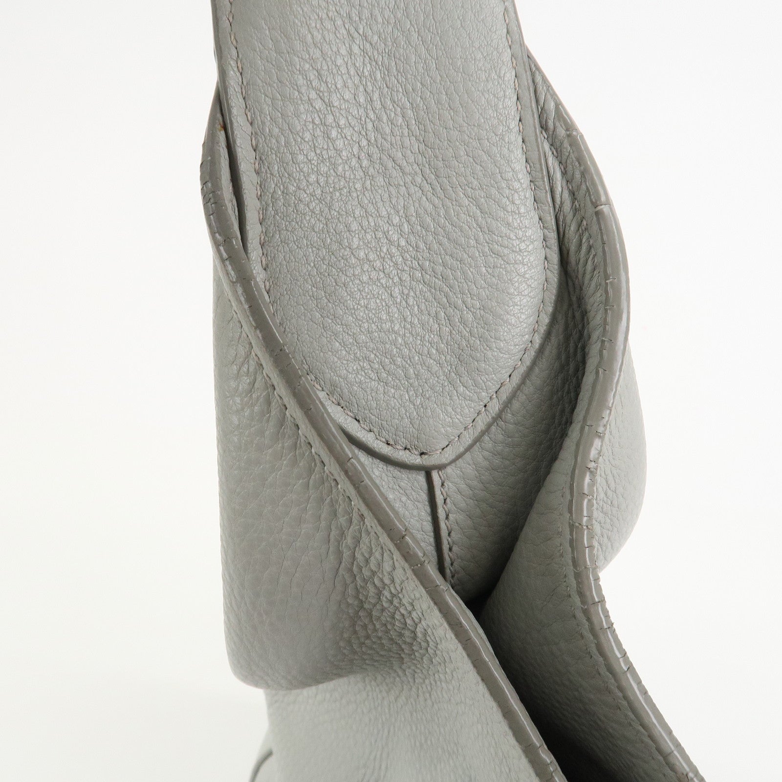 PRADA Logo Leather Shoulder Bag Hand Bag Gray 1BC013