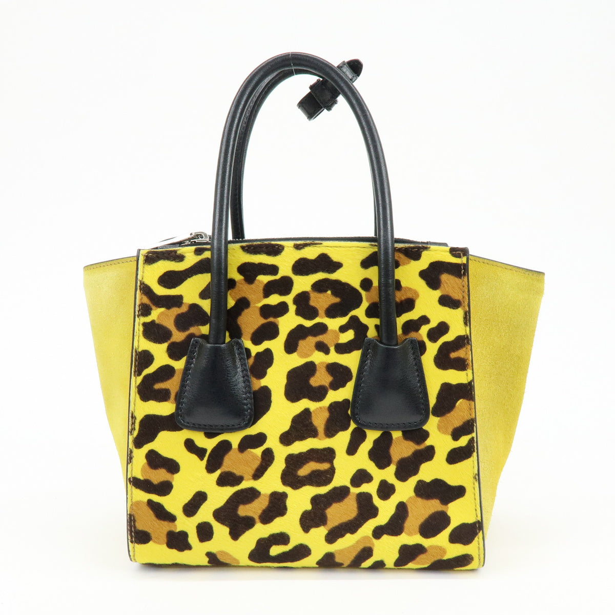 PRADA Triangle Logo Pony Leather 2Way Bag Hand Bag Shoulder Bag