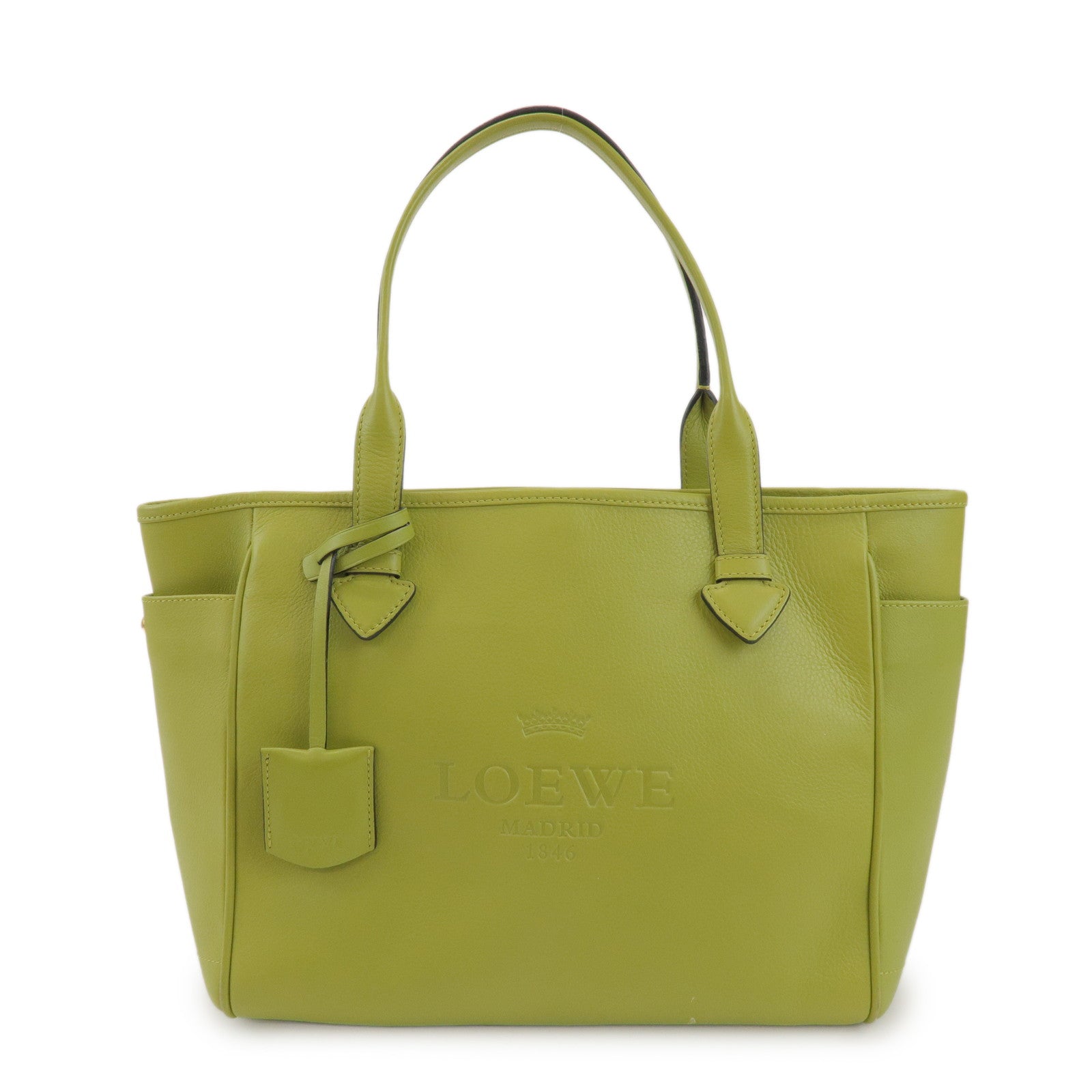 LOEWE Heritage Calf Leather Tote Bag Shoulder Bag Light Green