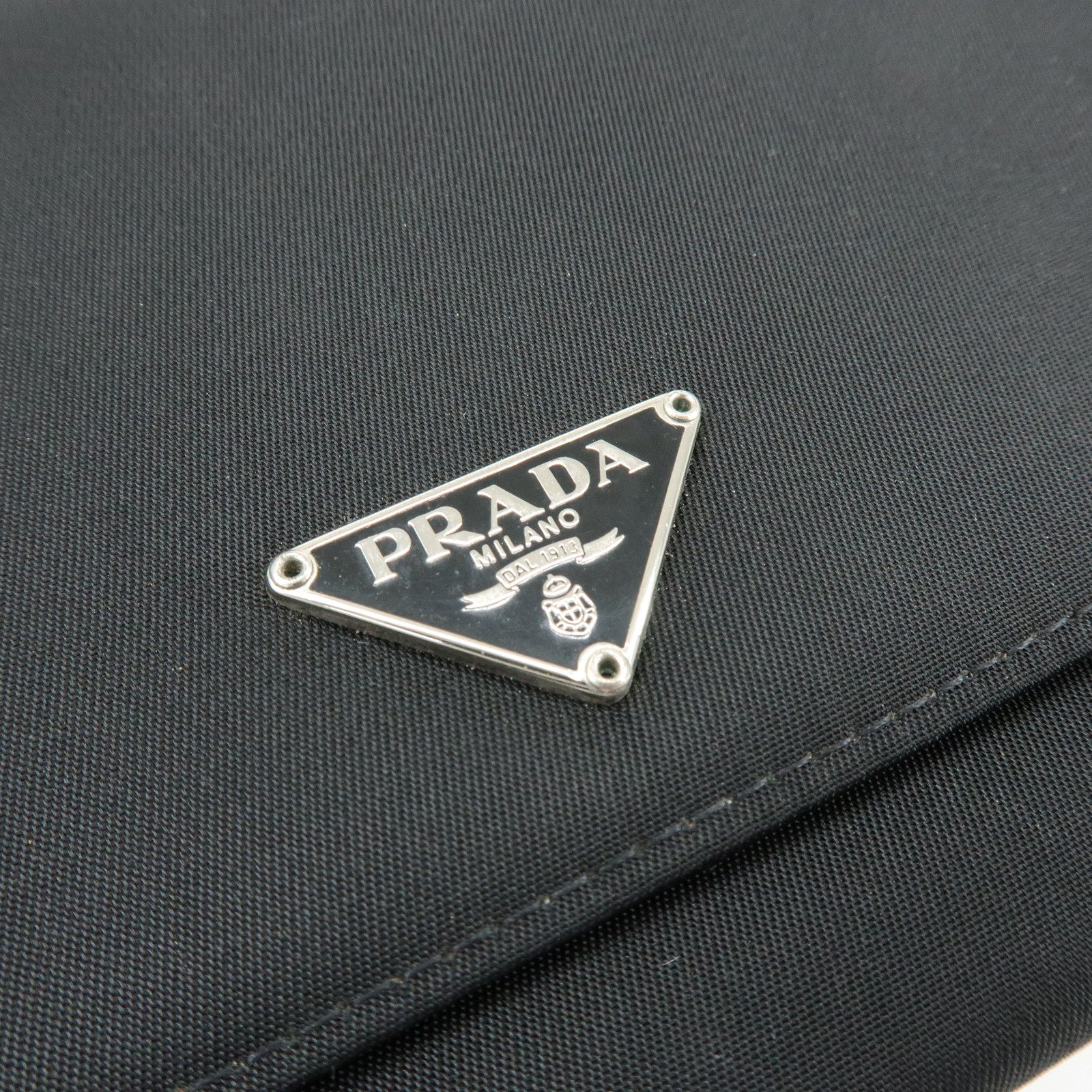 PRADA Triagle Logo Nylon Saffiano Leather Long Wallet Black