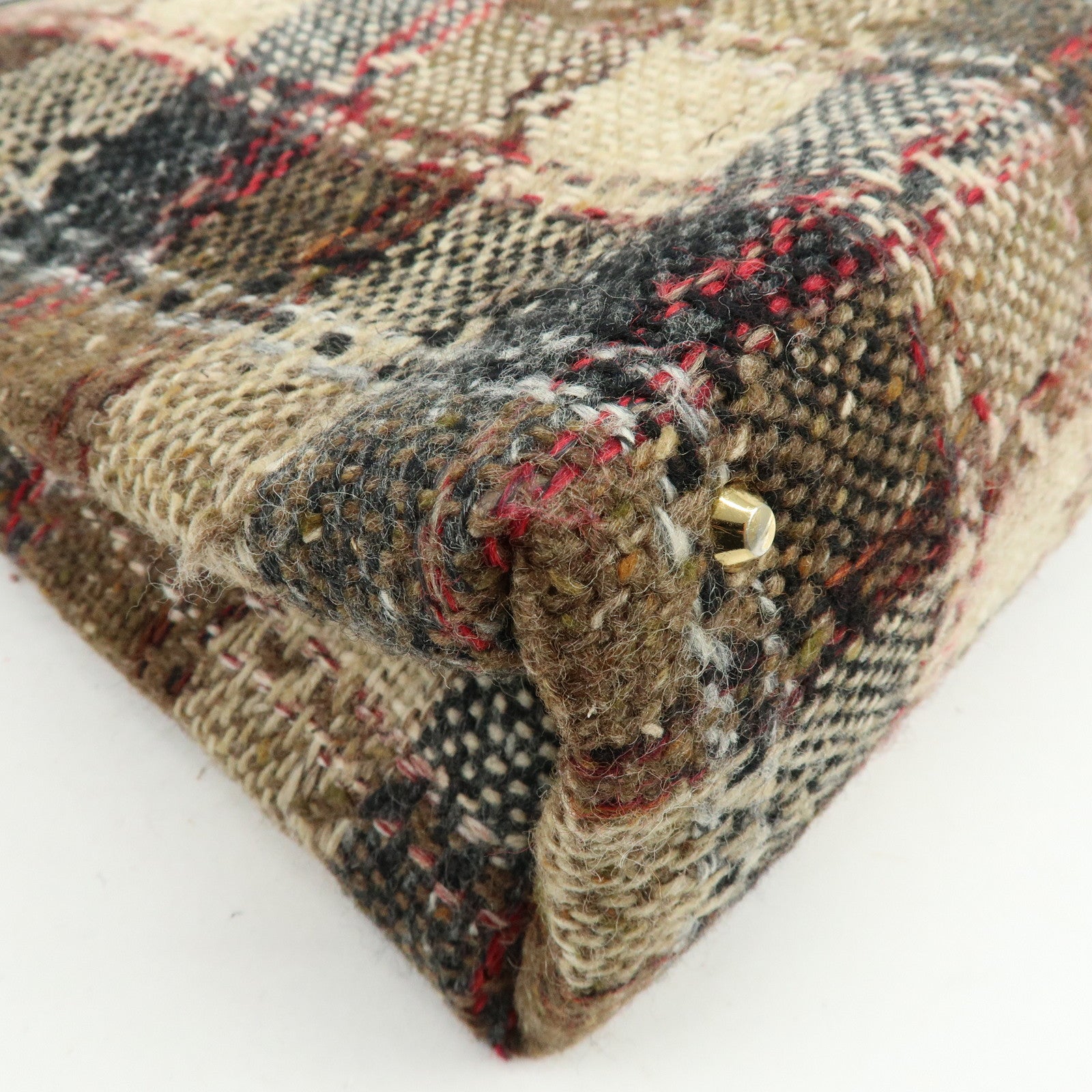 BURBERRY Tweed Patend leaether Suede Tote Bag Beige Black