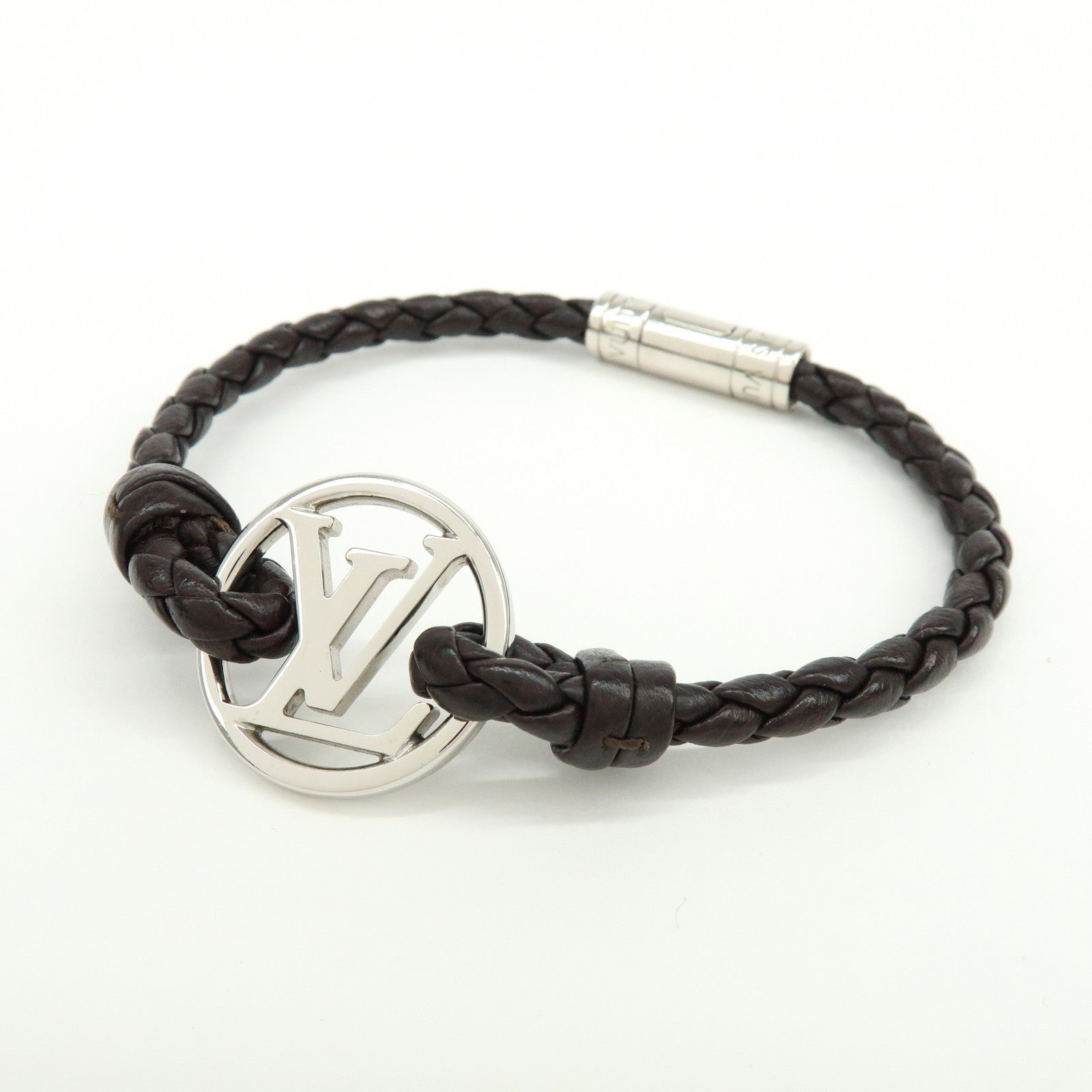 Louis Vuitton Bracelet LV Circle Leather Metal Bracelet Black M6188
