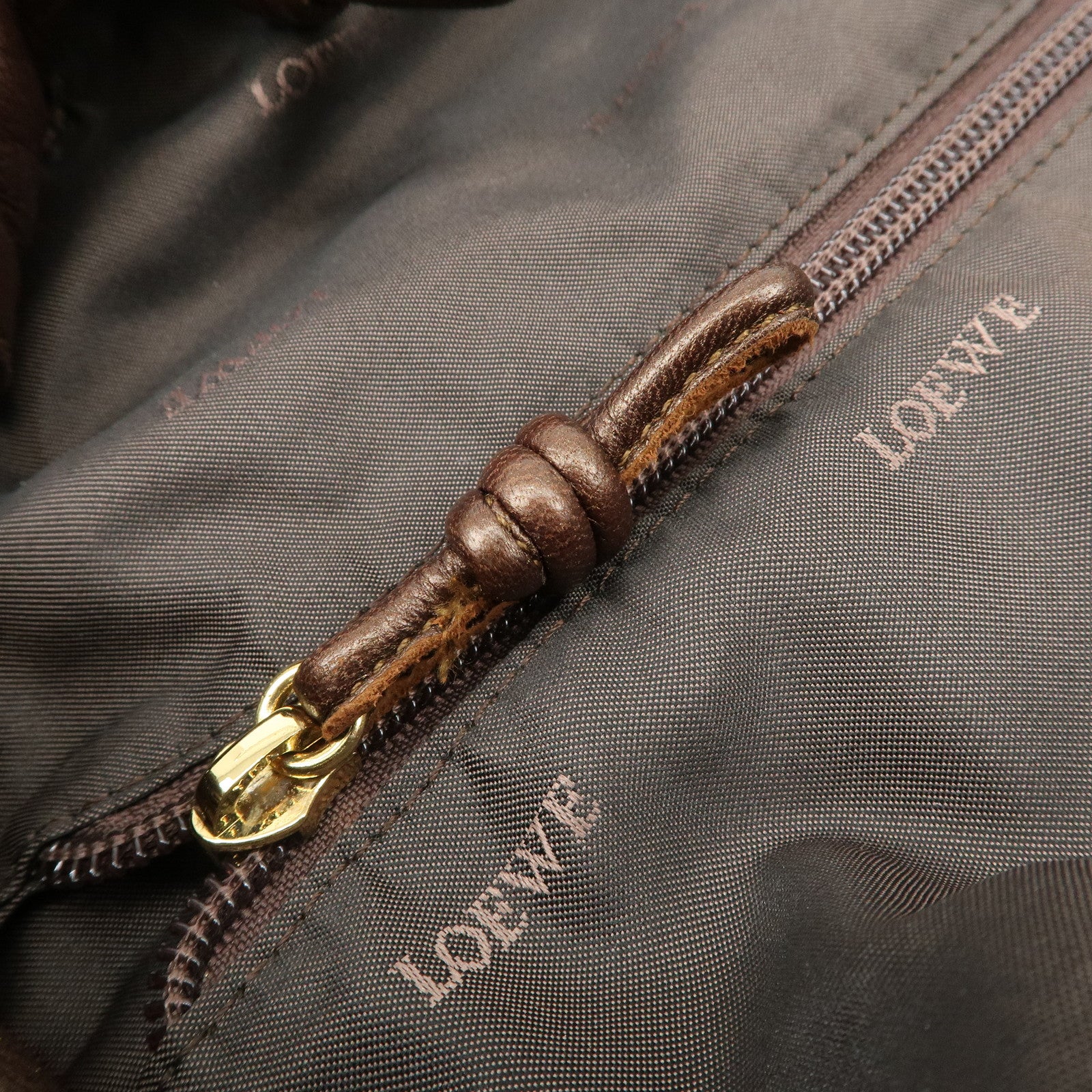 LOEWE Anagram Leather Nappa Aire Hand Bag Tote Bag Brown Used