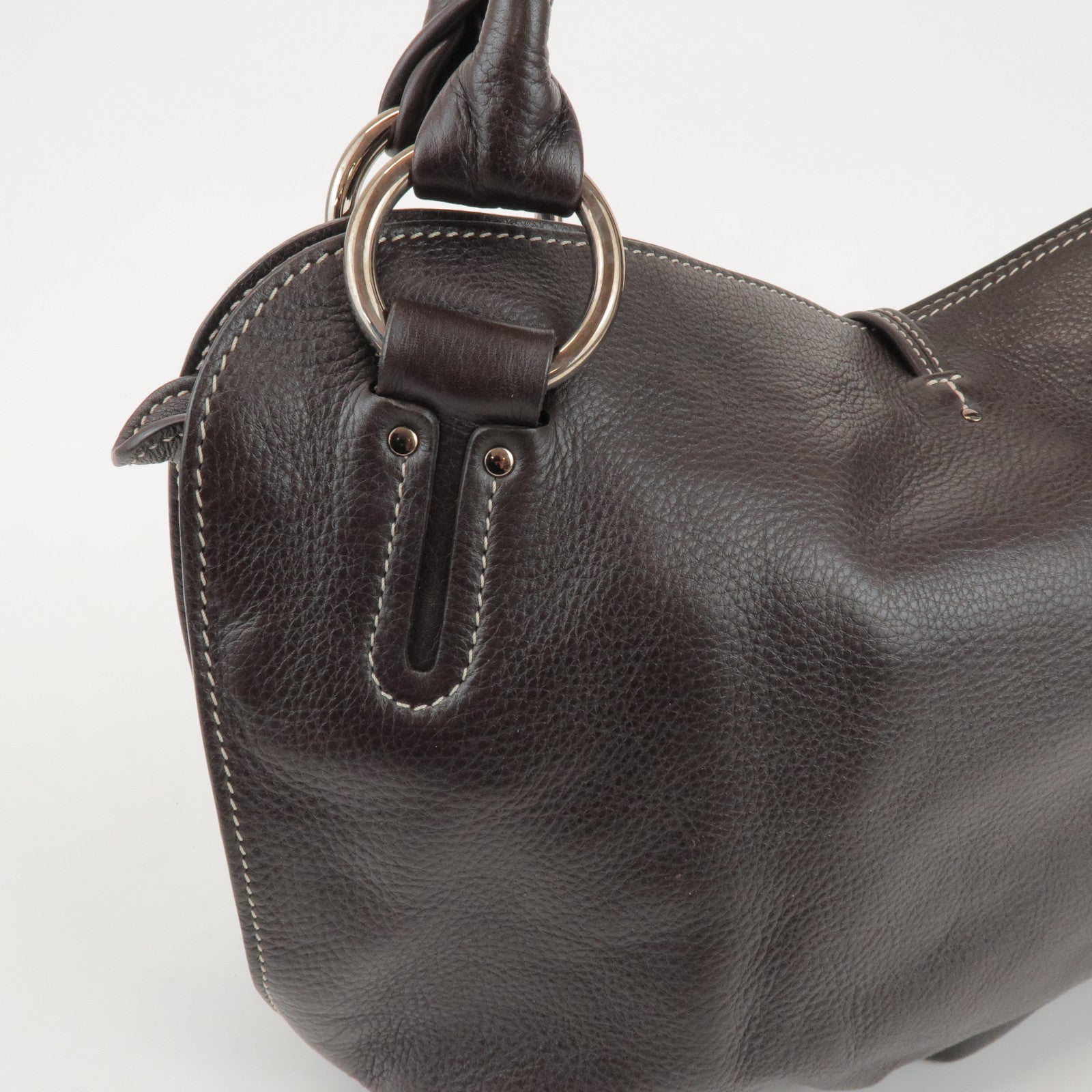 CELINE Bittersweet Leather Shoulder Bag Hand Bag Dark Brown