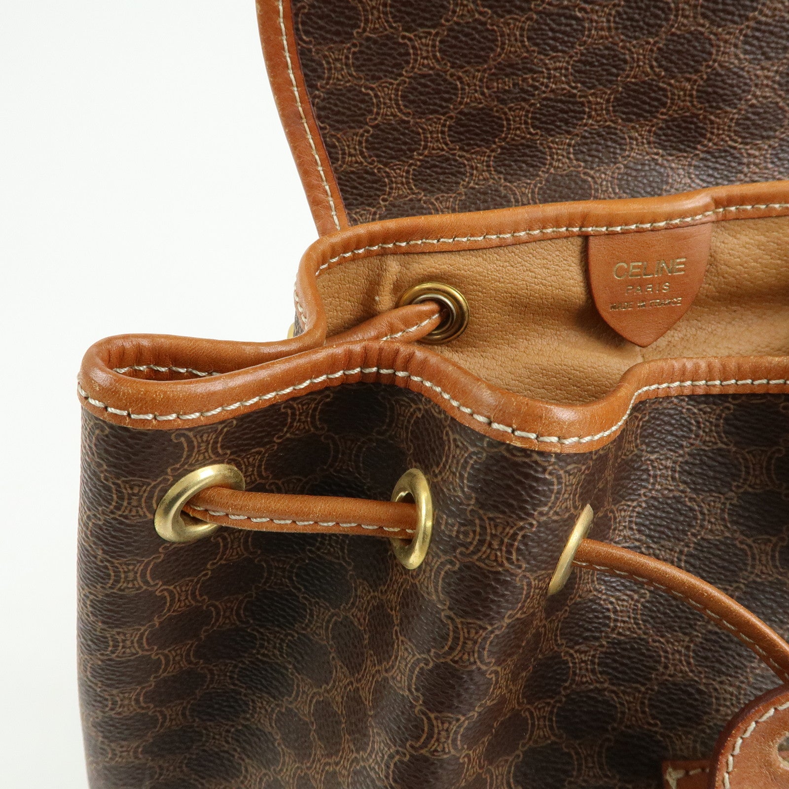 CELINE Macadam PVC Coated Canvas Leather Backpack Brown