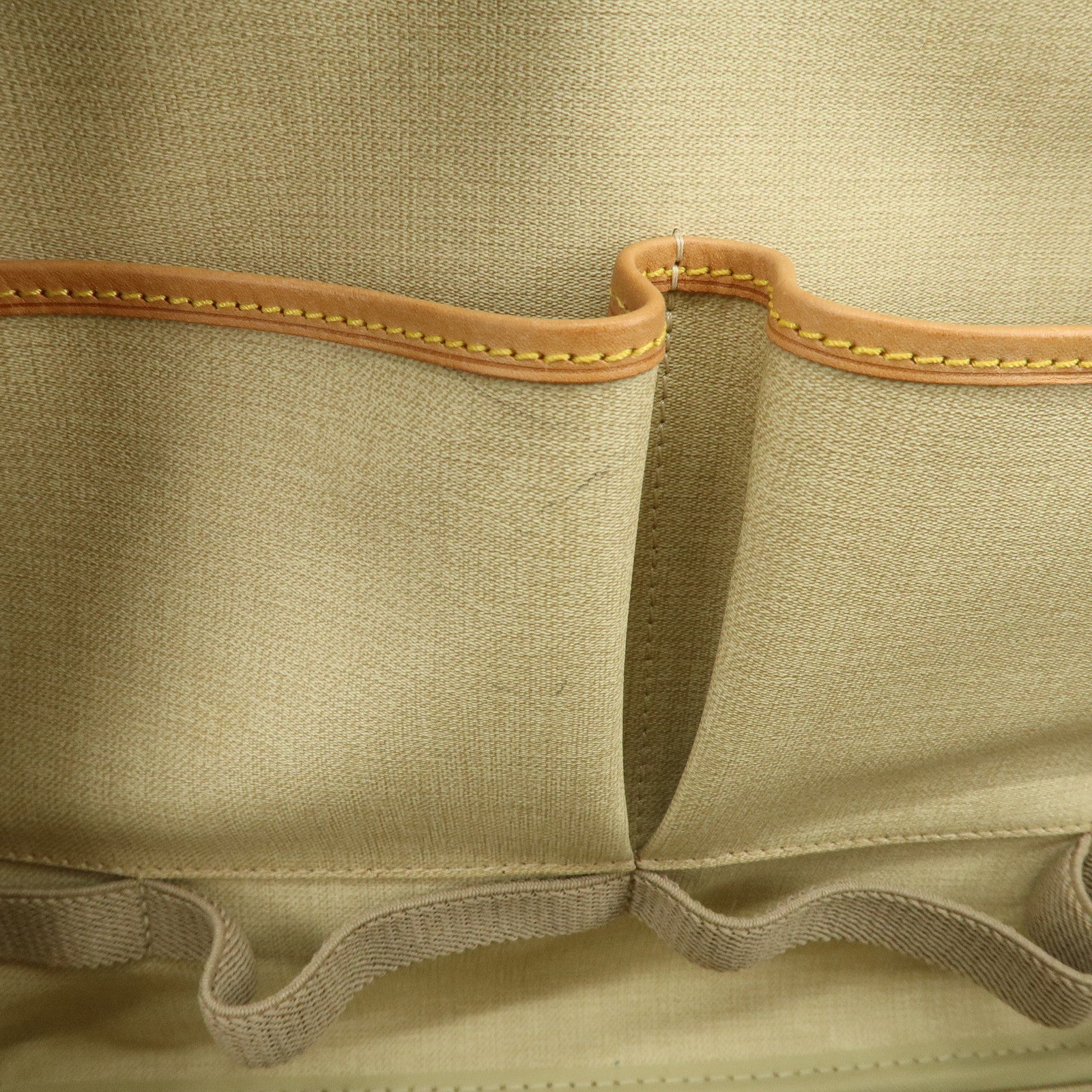 Louis Vuitton Leather Canvas Monogram Deauville Hand Bag Boston Bag Brown Gold Hardware M47270 Used
