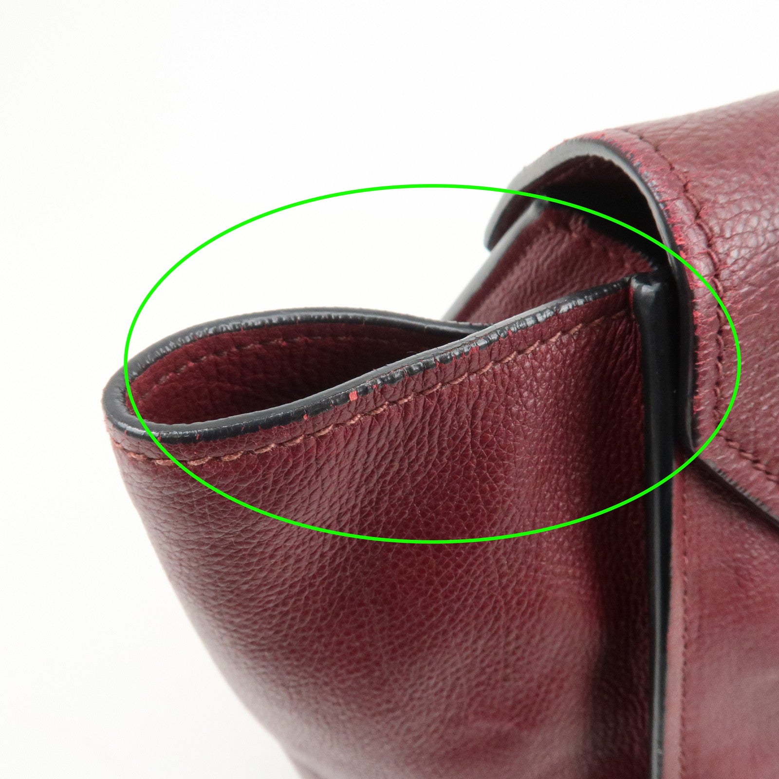 PRADA Leather 2Way Bag Flap Tote Bag Hand Bag Bordeaux
