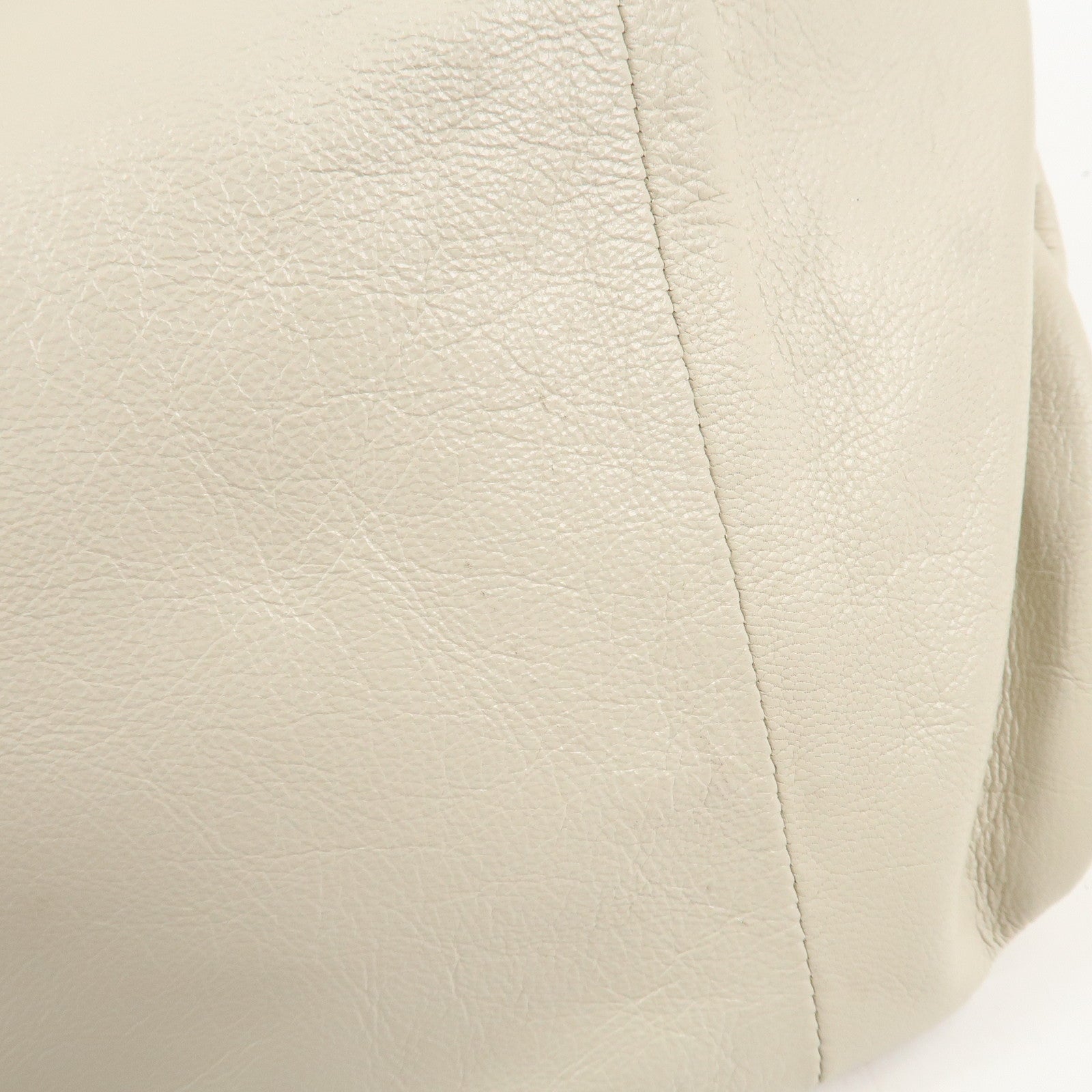 GUCCI Bamboo Leather Tucked Shoulder Bag Hand Bag Ivory 124293