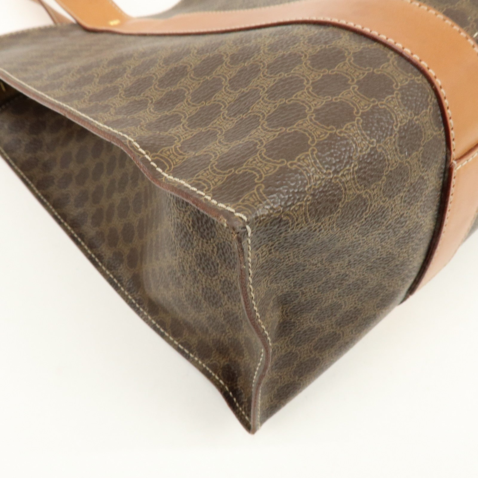 CELINE Macadam PVC Canvas Leather Tote Bag Shoulder Bag Brown