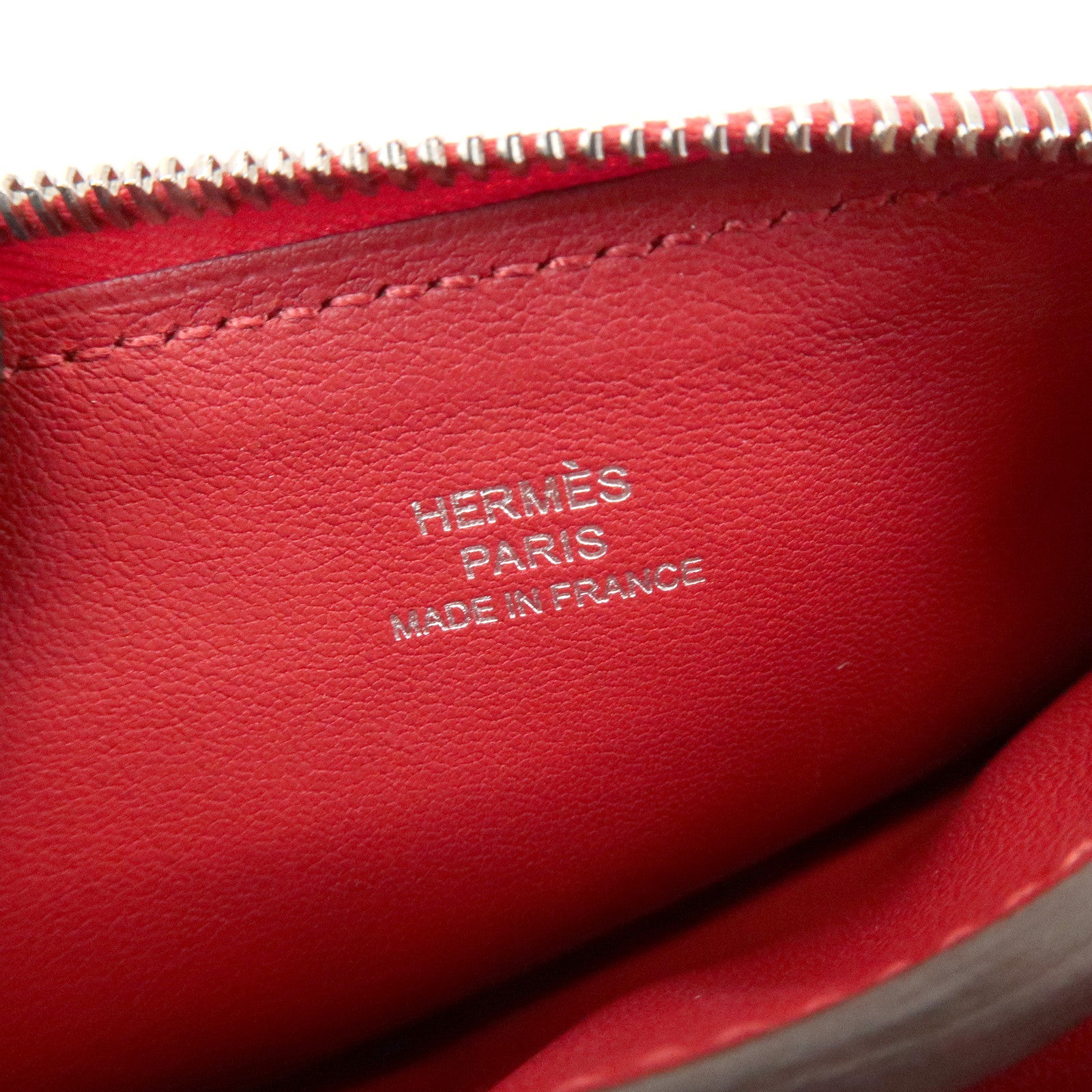 HERMES Logo Leather Atout PM Pouch Cosmetic Pouch Red