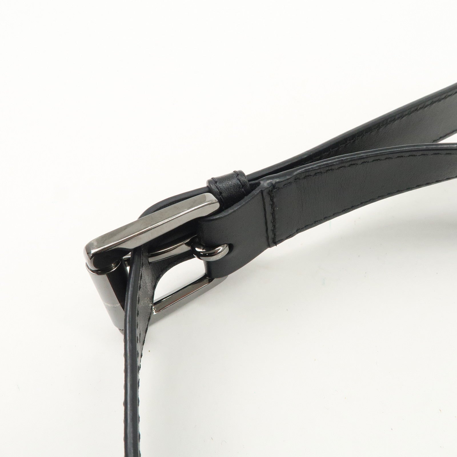 JIMMY CHOO Leather Waist Bag Crossbody Bag Black Silver Hardware Used