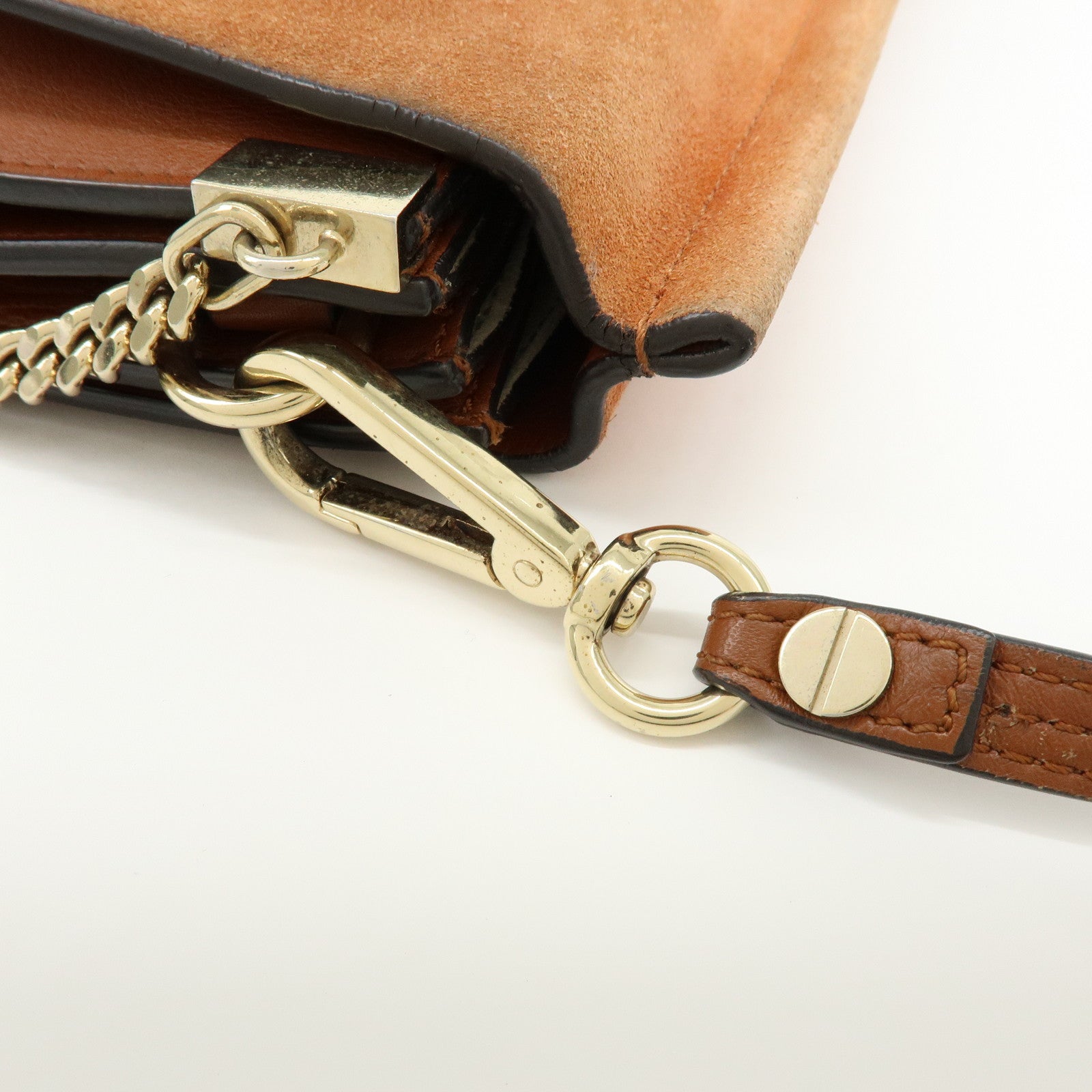 Chloe Faye Suede Leather Shoulder Bag Crossbody Bag Brown
