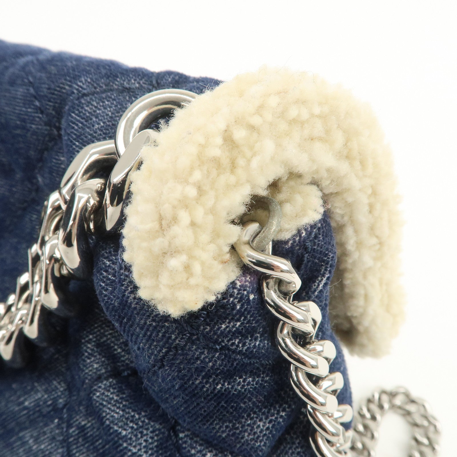 STELLA MCCARTNEY Denim Fur Falabella Shoulder Bag Crossbody Bag