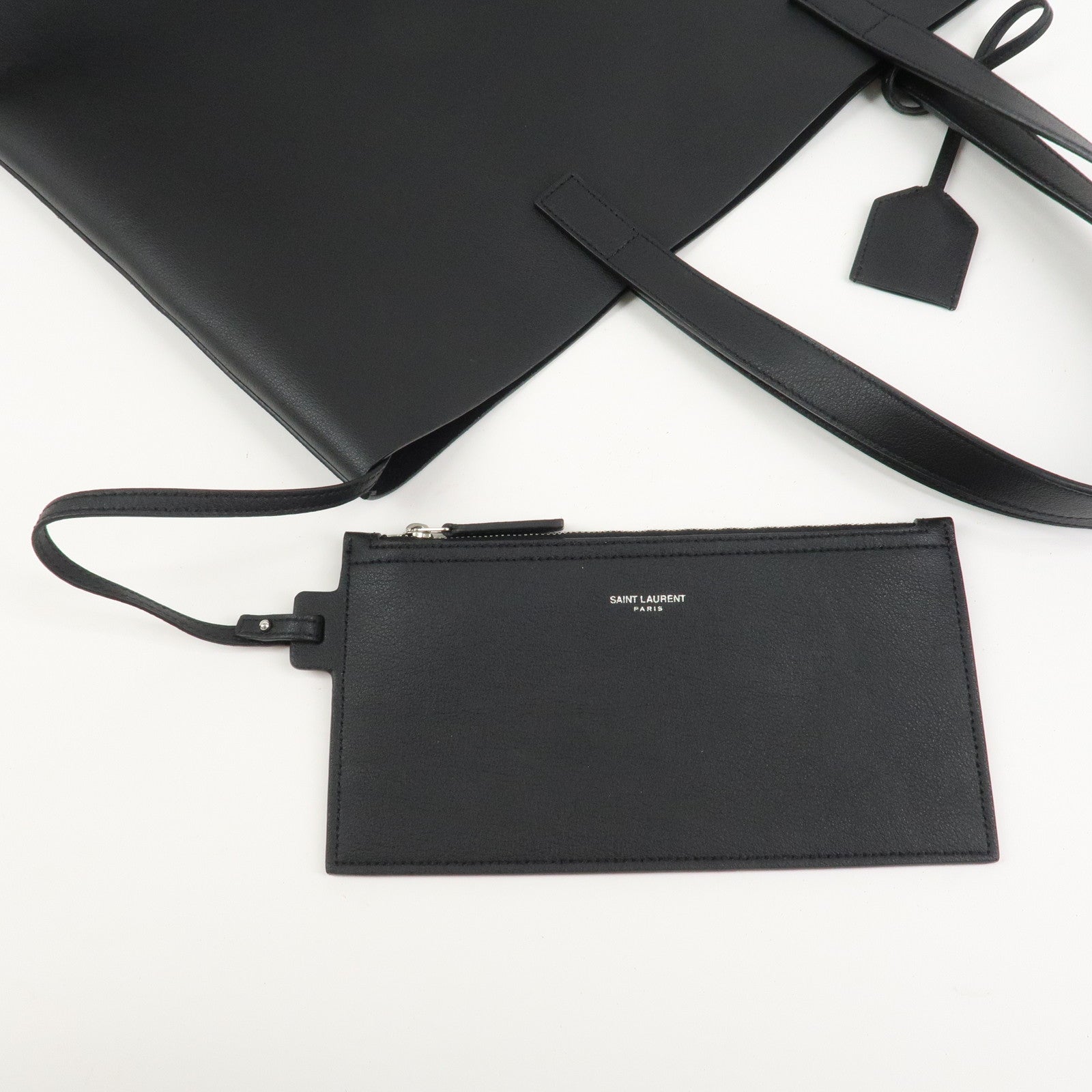 Saint Laurent Leather Tote Bag Shoulder Bag Black