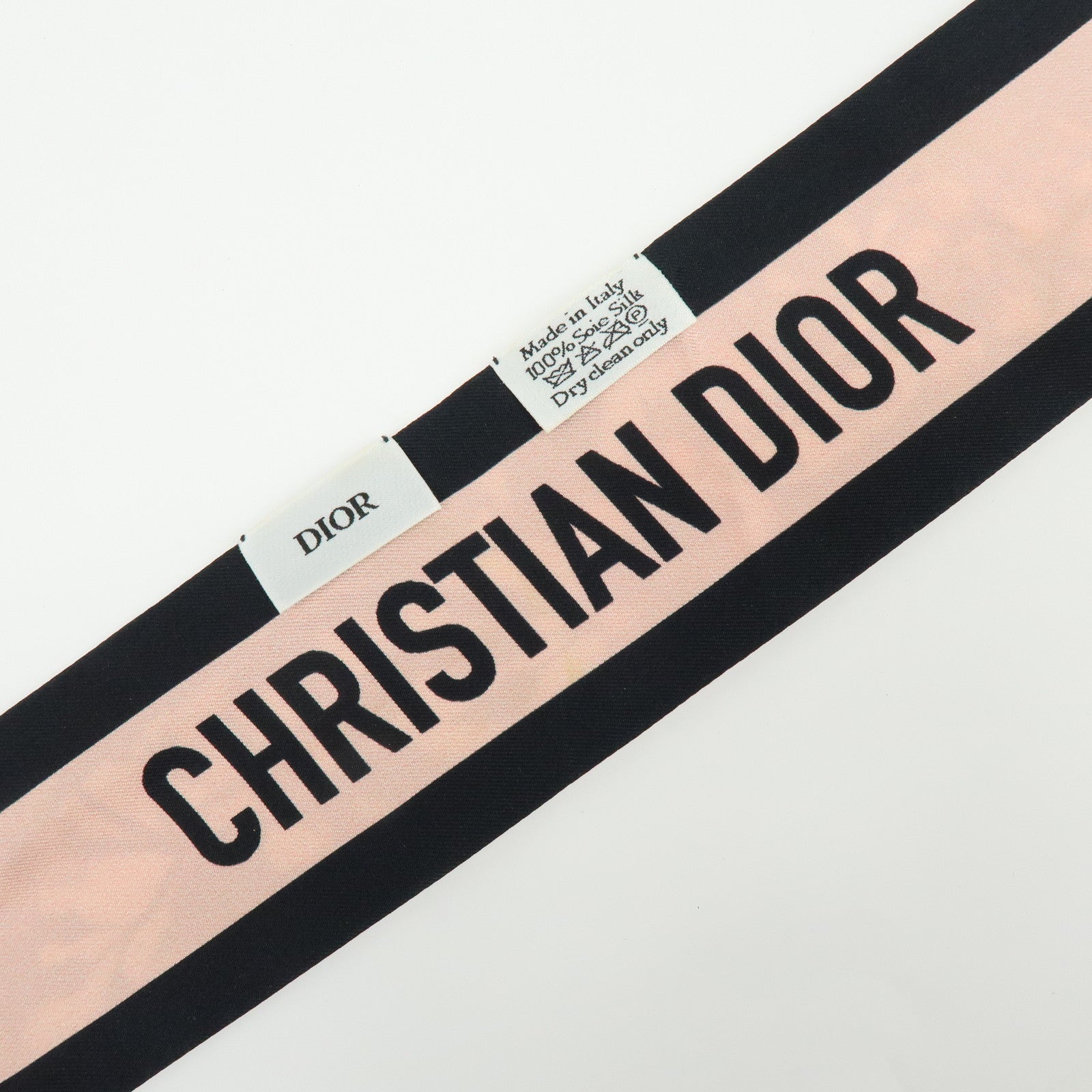 Christian Dior Mitzah Flower Motif Silk 100% Scarf Ivory Pink Black
