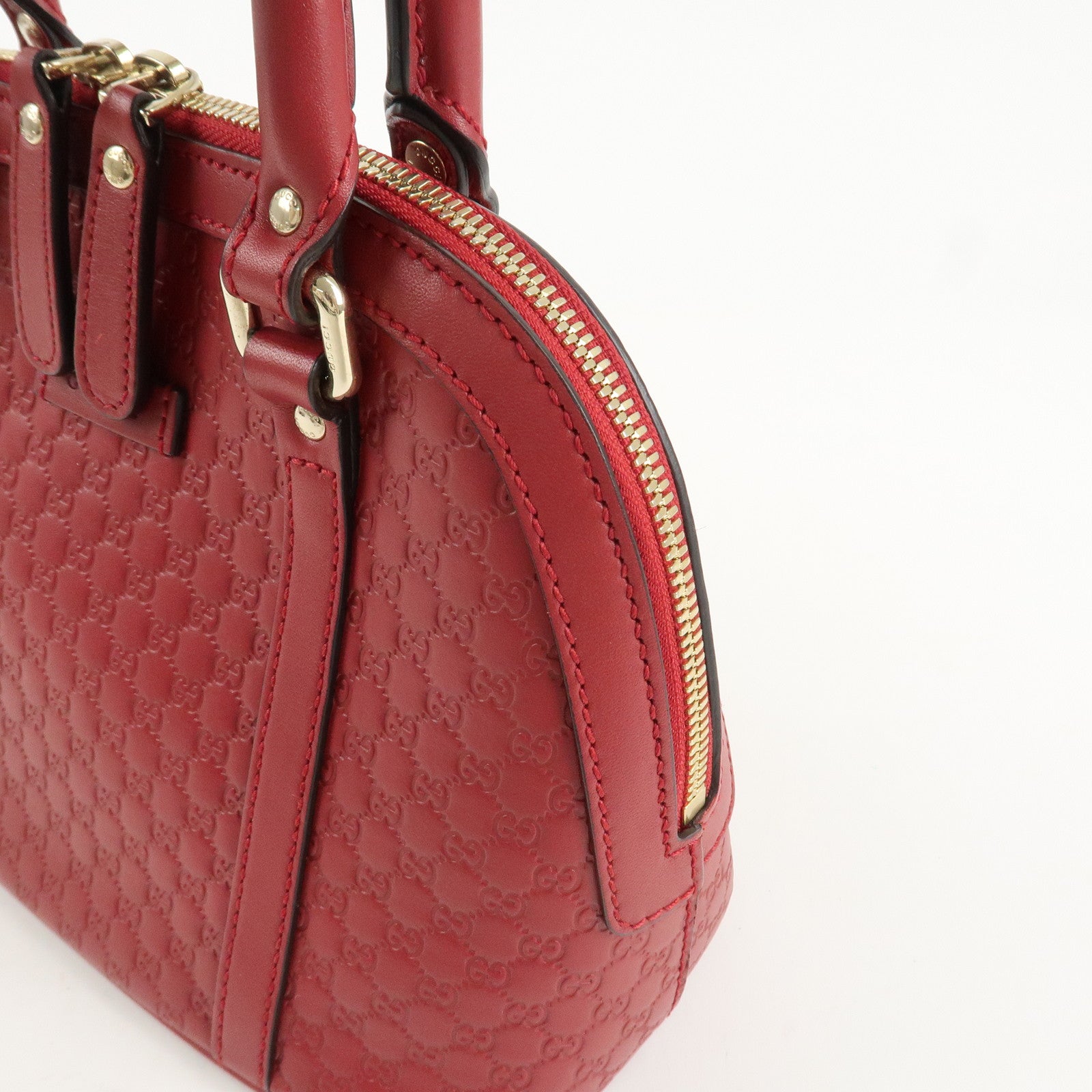 GUCCI Micro Guccissima 2Way Hand Shoulder Bag Castilian Red 449654 Used