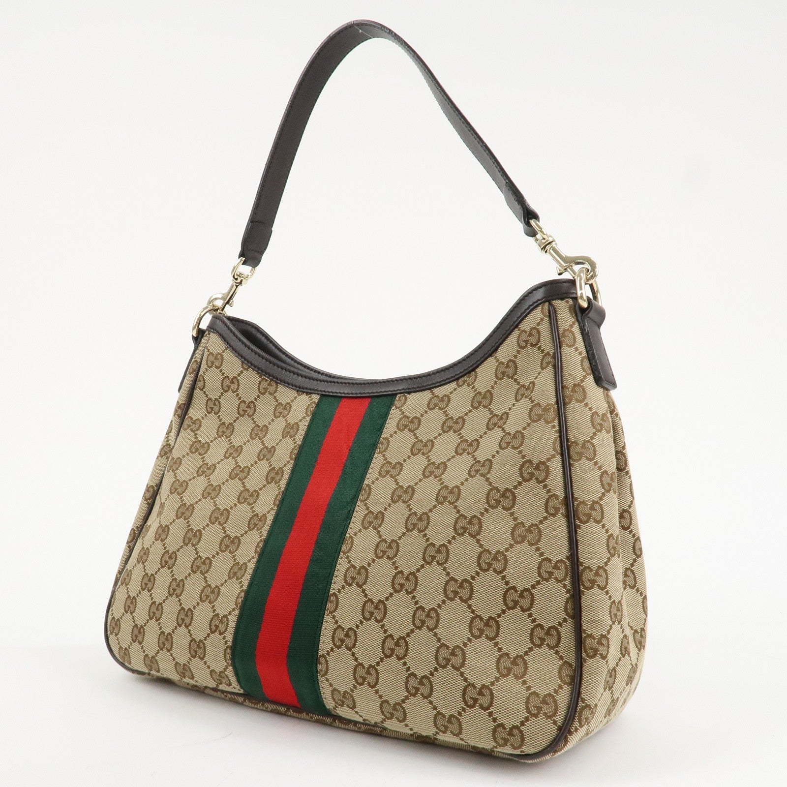 GUCCI Sherry GG Canvas Leather Shoulder Bag Beige 388921 Used