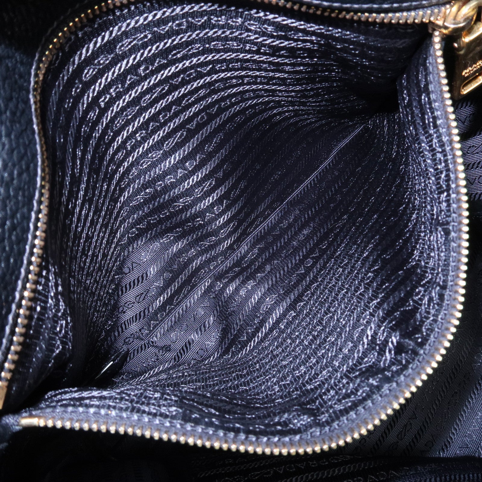 PRADA Vitello Daino Leather 2Way Tote Bag Shoulder Bag Black BN1713
