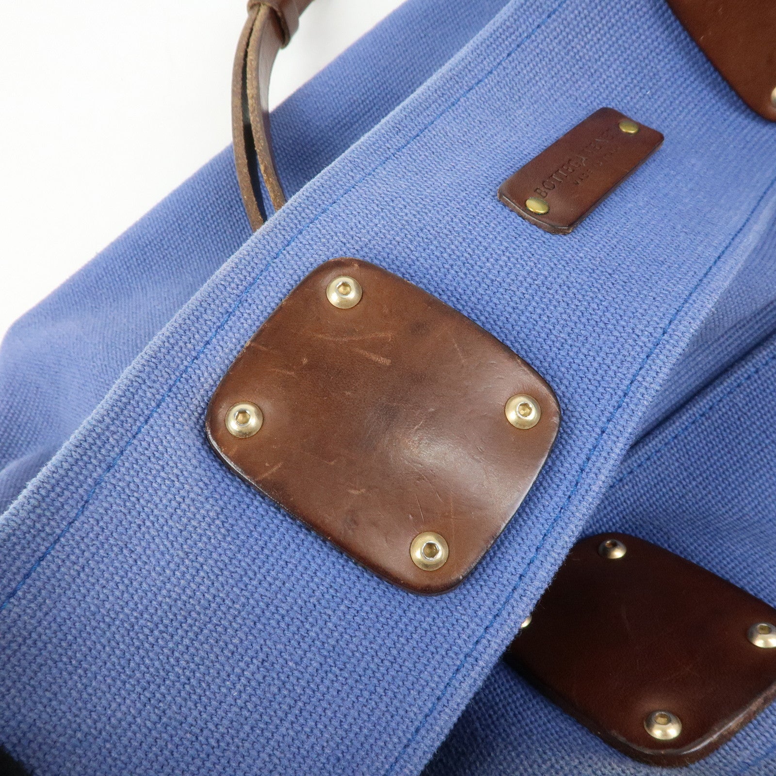 BOTTEGA VENETA Canvas Leather Tote Bag Shoulder Bag Blue 170045