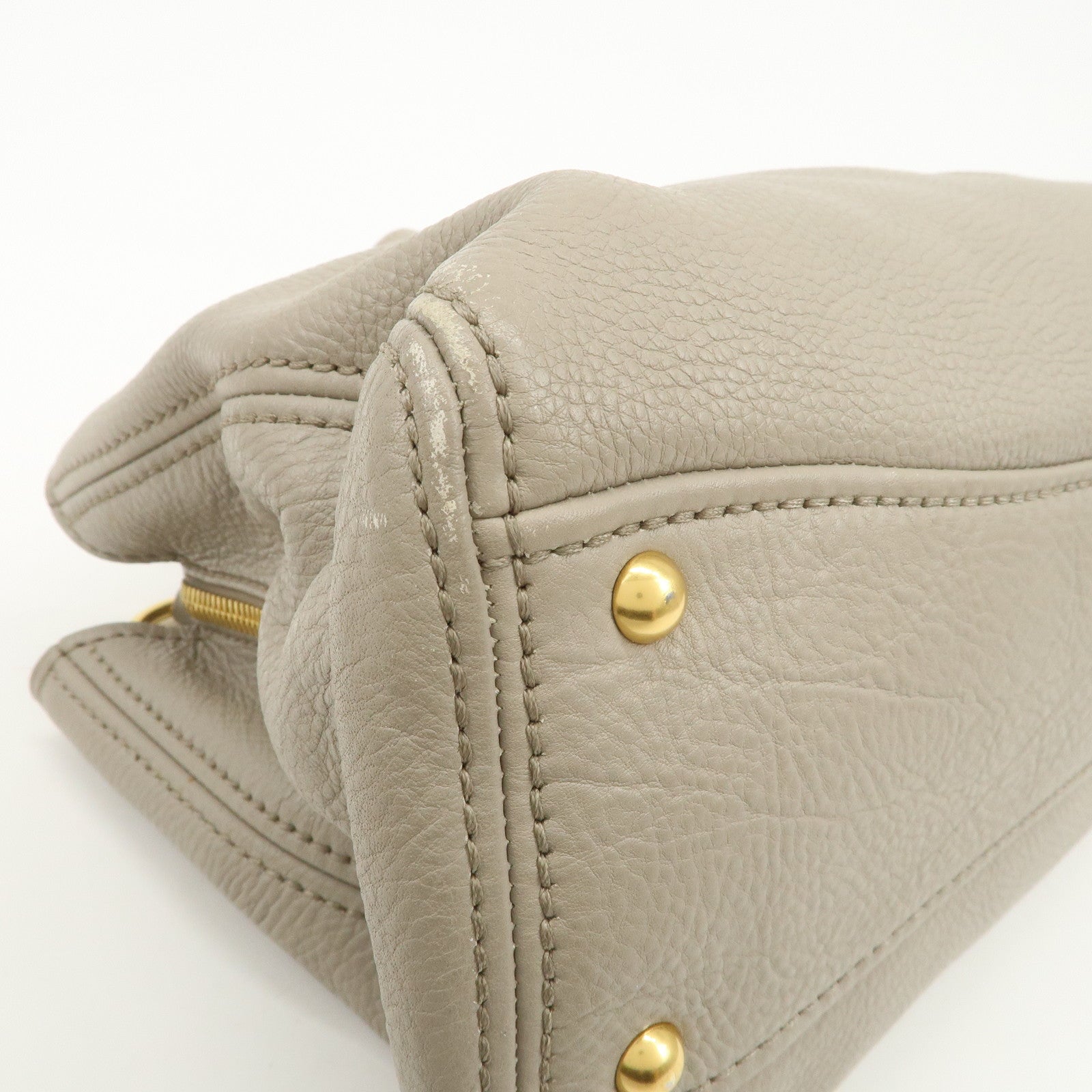 MIU MIU Vitello Caribu Leather 2Way Bag Hand Bag Greige RN0757