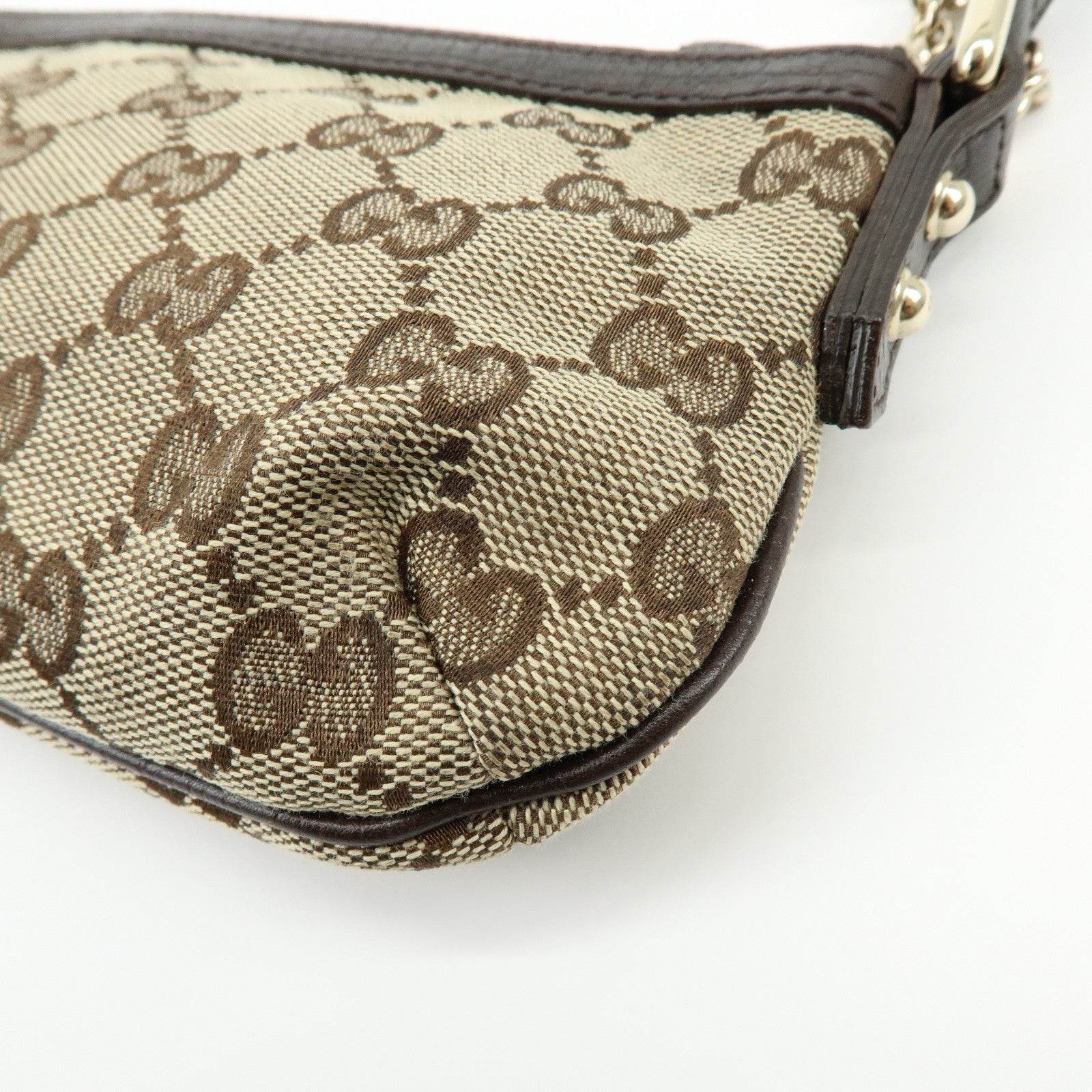 GUCCI Sherry GG Canvas Leather Pouch Jackie Charm Beige 152507