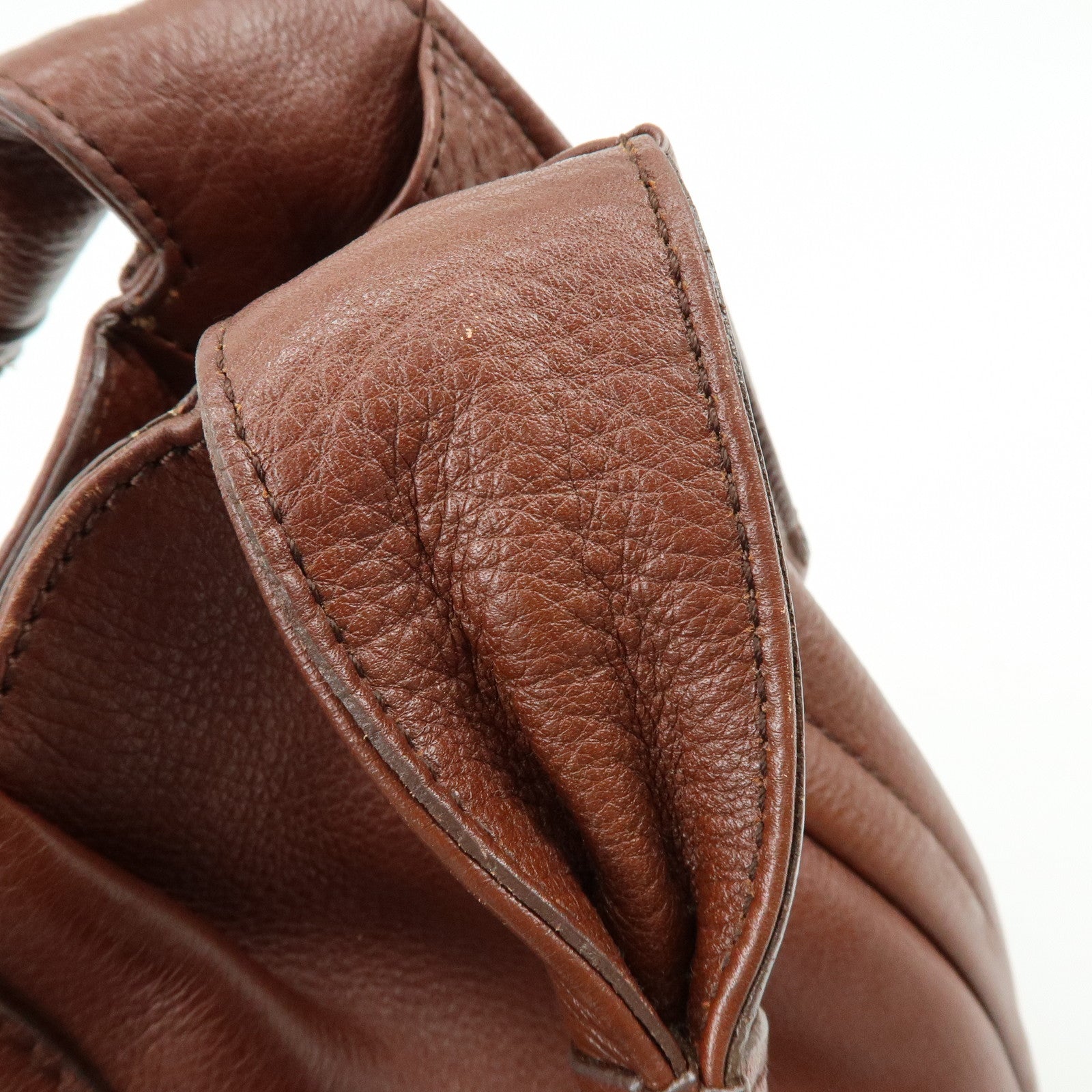 Ferragamo Gancini Leather Shoulder Bag Hand Bag Brown