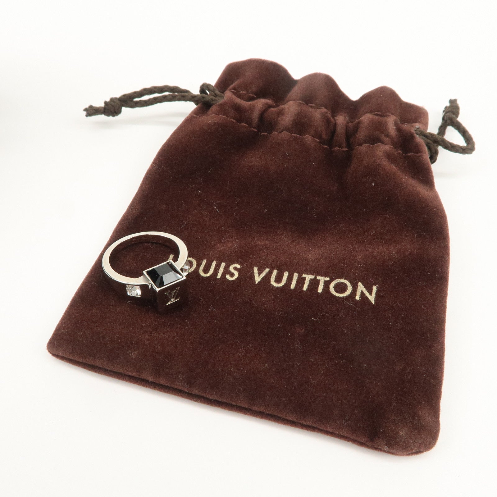 Louis Vuitton Berg Gamble Metal Rhinestone Ring Silver M66389