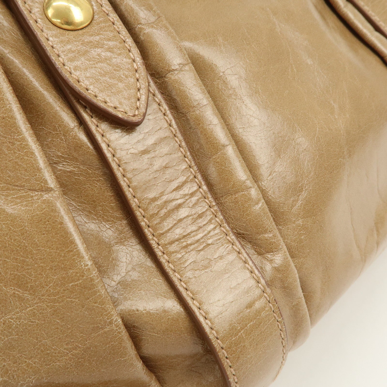 MIU MIU Leather 2Way Bag Hand Bag Shoulder Bag Brown RN0647