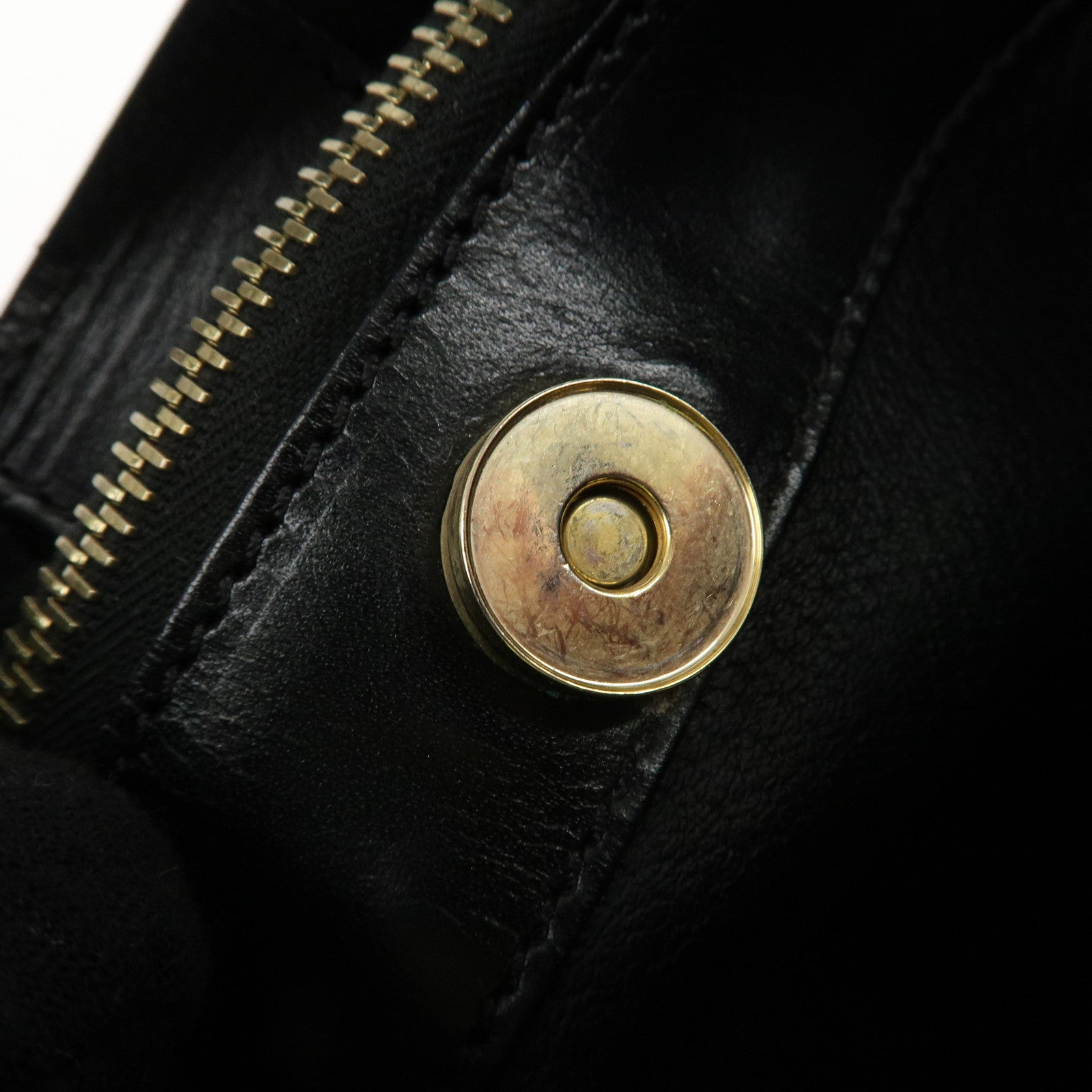 CELINE Macadam PVC Leather Shoulder Bag Gold HDW Black Brown Used