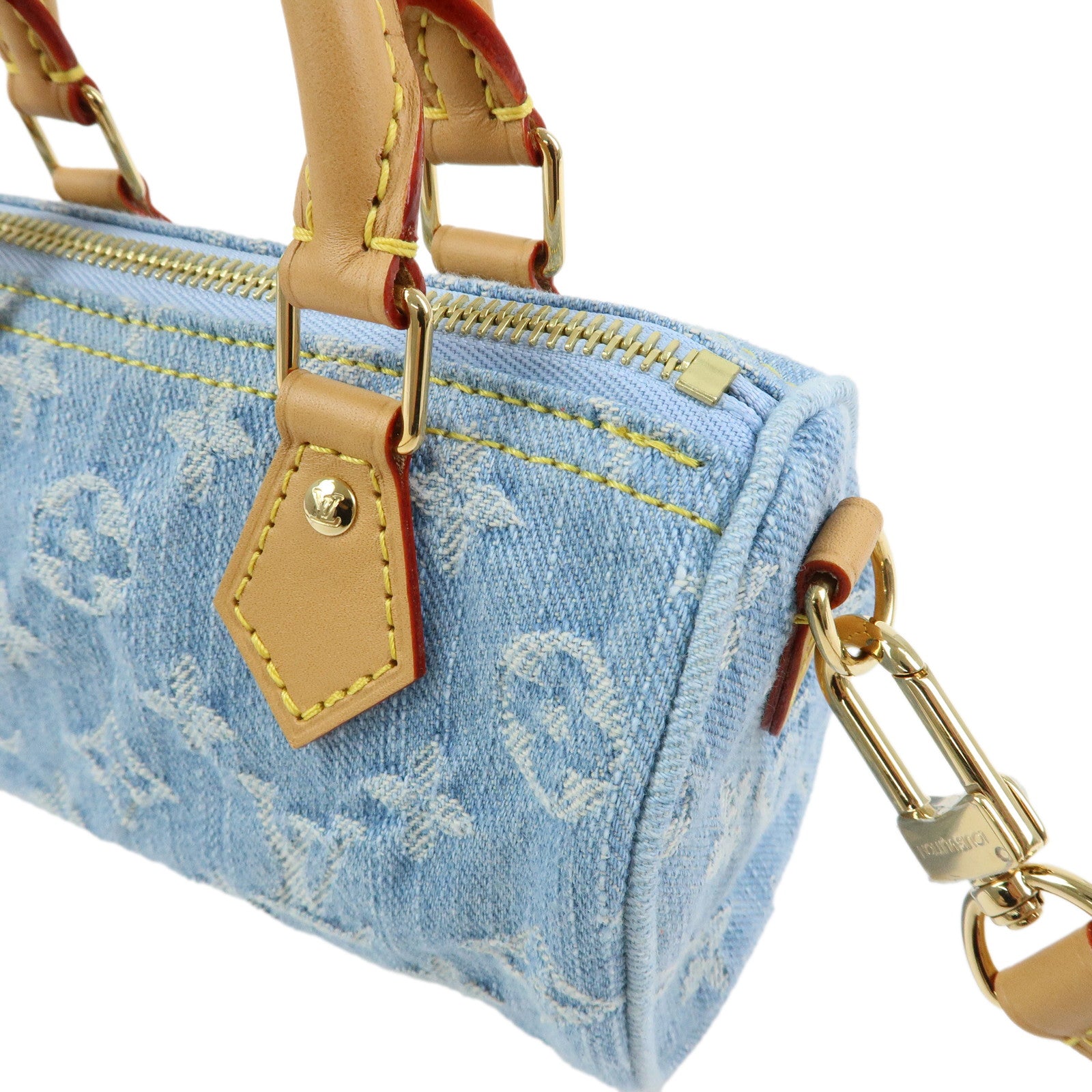 Louis Vuitton Monogram Denim Nano Speedy Mini Hand Bag Blue M11212