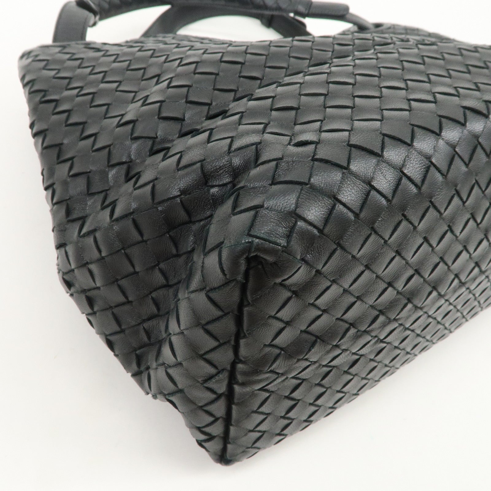 BOTTEGA VENETA Intrecciato Leather Tote Bag Hand Bag Black