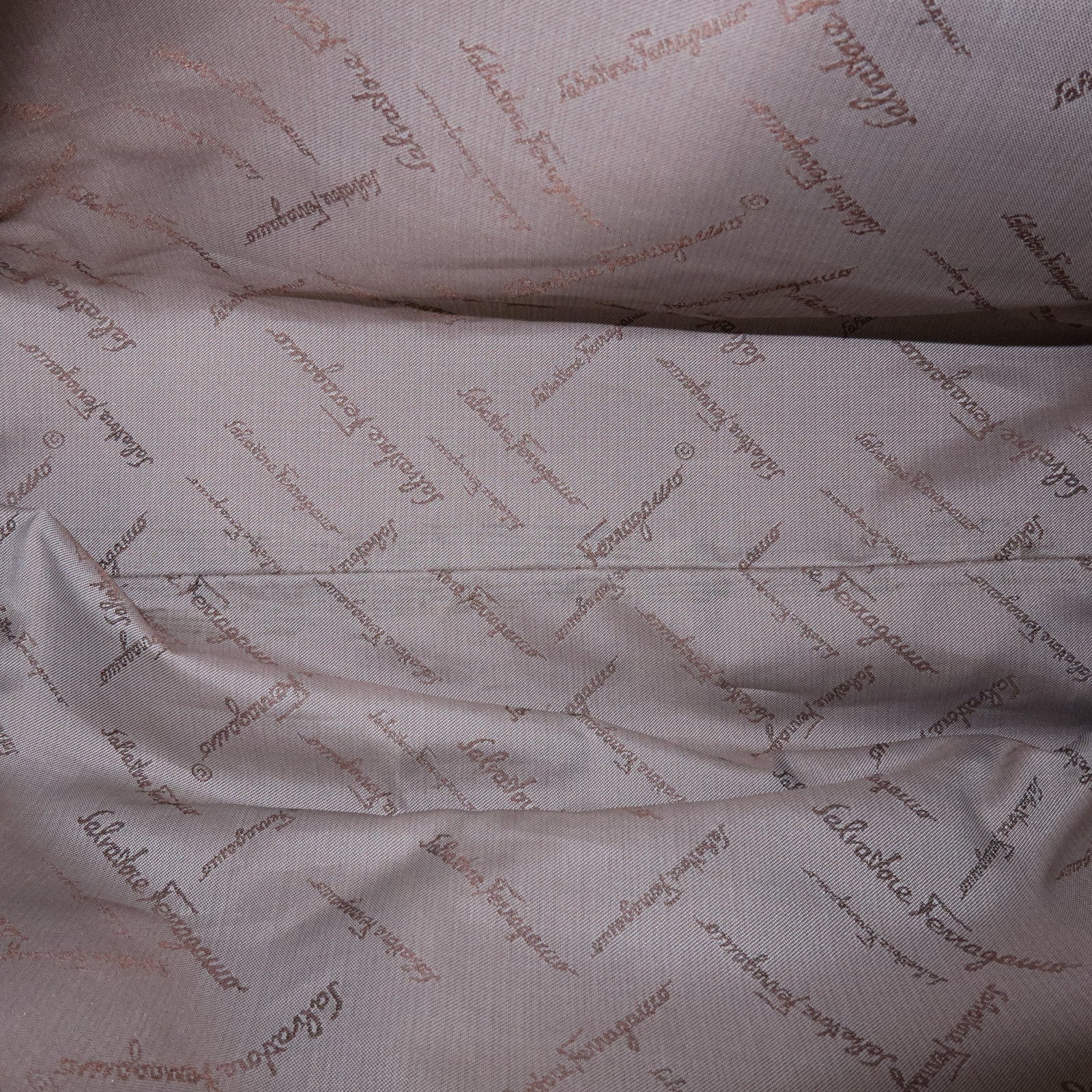 Ferragamo Gancini Canvas Leather Tote Bag Hand Bag Brown Beige