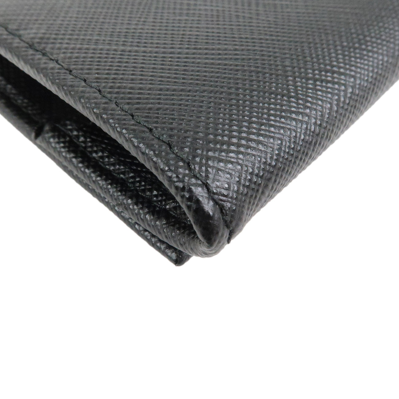 PRADA Triangle Logo Saffiano Leather Coin Case Black 2MM935