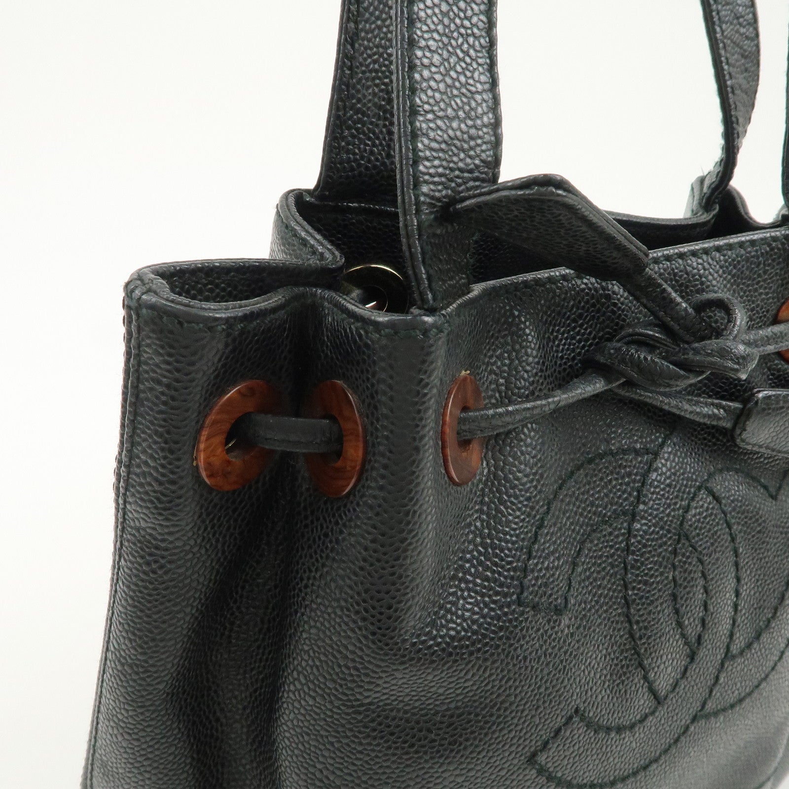 CHANEL COCO Mark Caviarskin Shoulder Bag Tote Bag Black