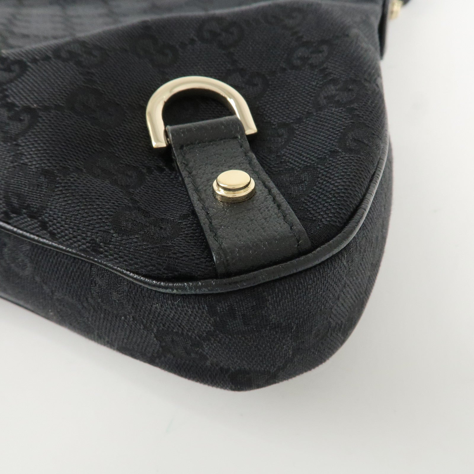 GUCCI Abbey GG Canvas Leather Shoulder Bag Black 130738 Used