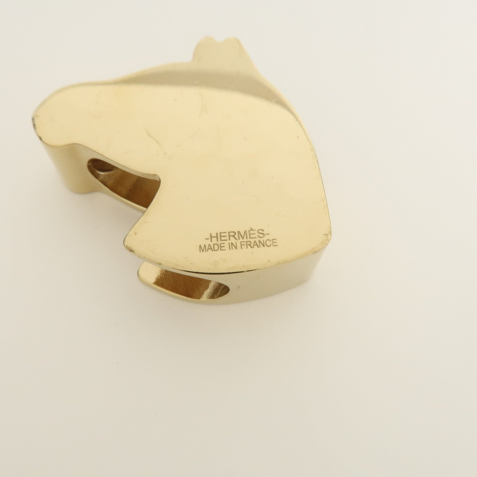 HERMES Metal Scarf Ring Zebra Gold Black