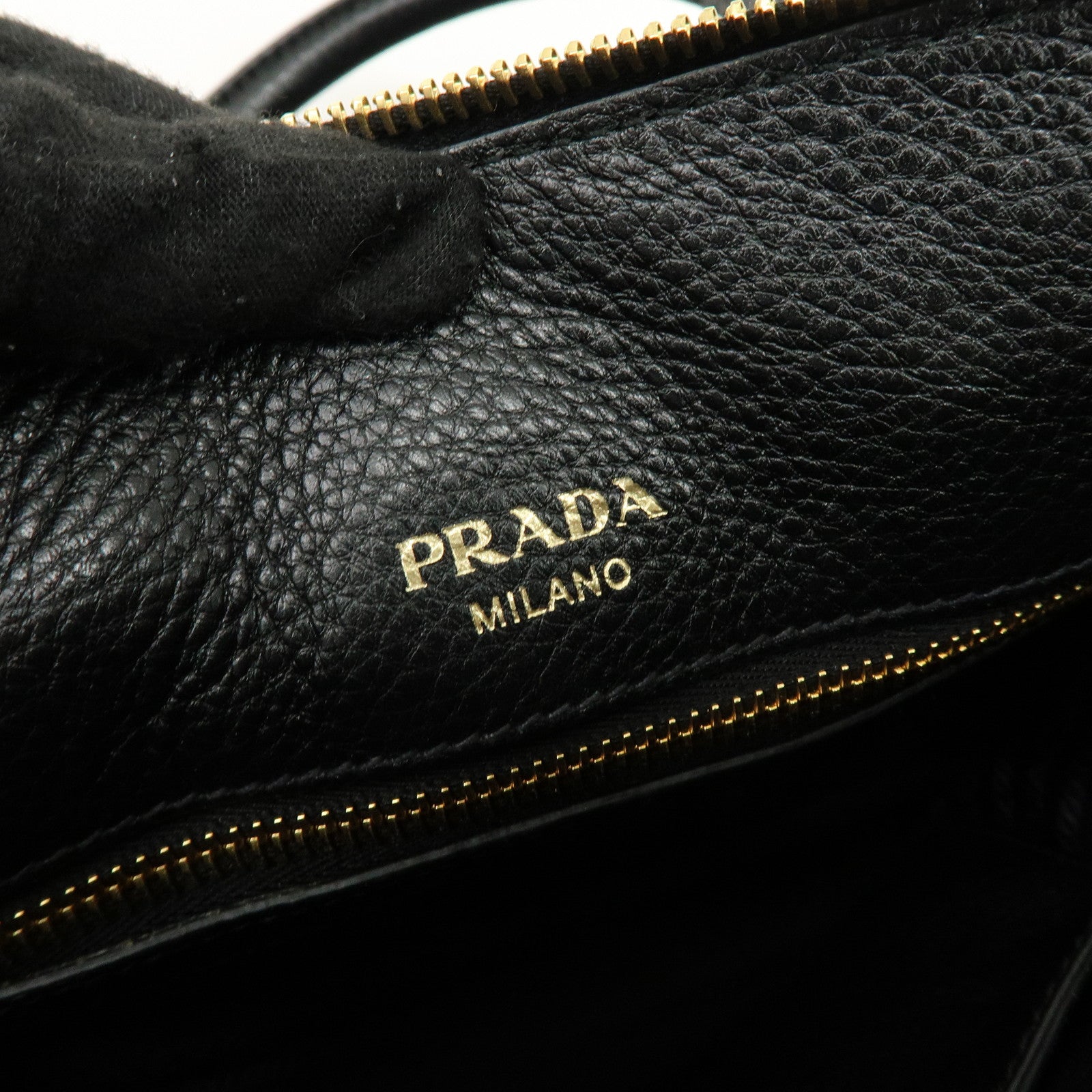 PRADA Leather 2Way Bag Hand Bag Shoulder Bag Black 1BB023
