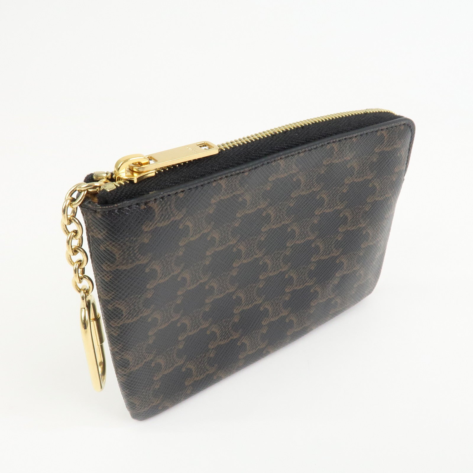 CELINE Triomphe PVC Canvas Cosmetic Pouch Black