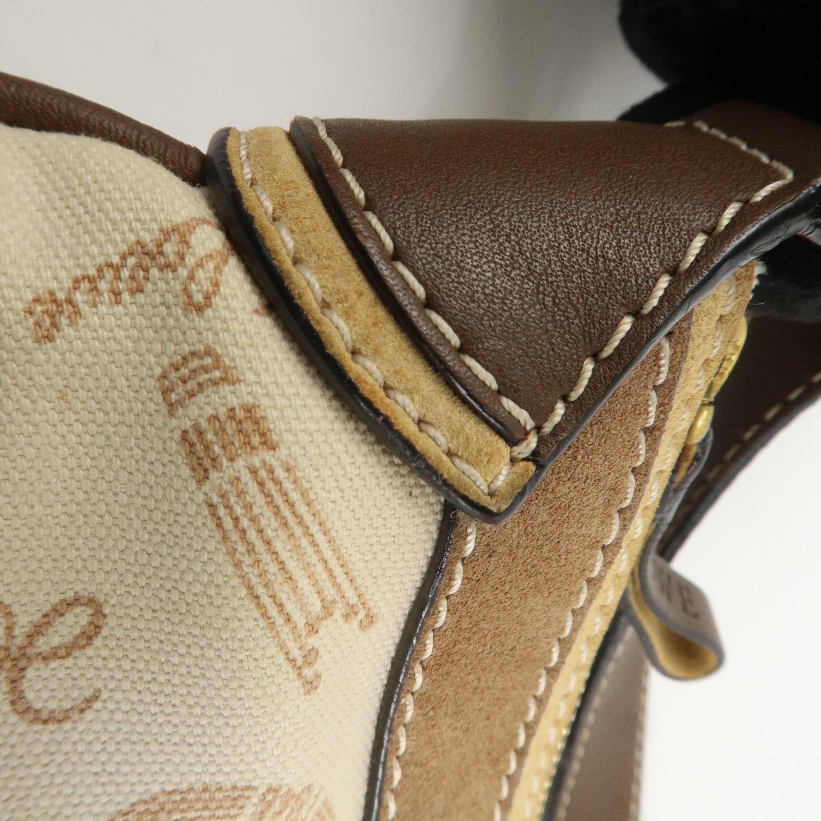 LOEWE Anagram Canvas Suede Leather Shoulder Bag 160th Anniverssary Used